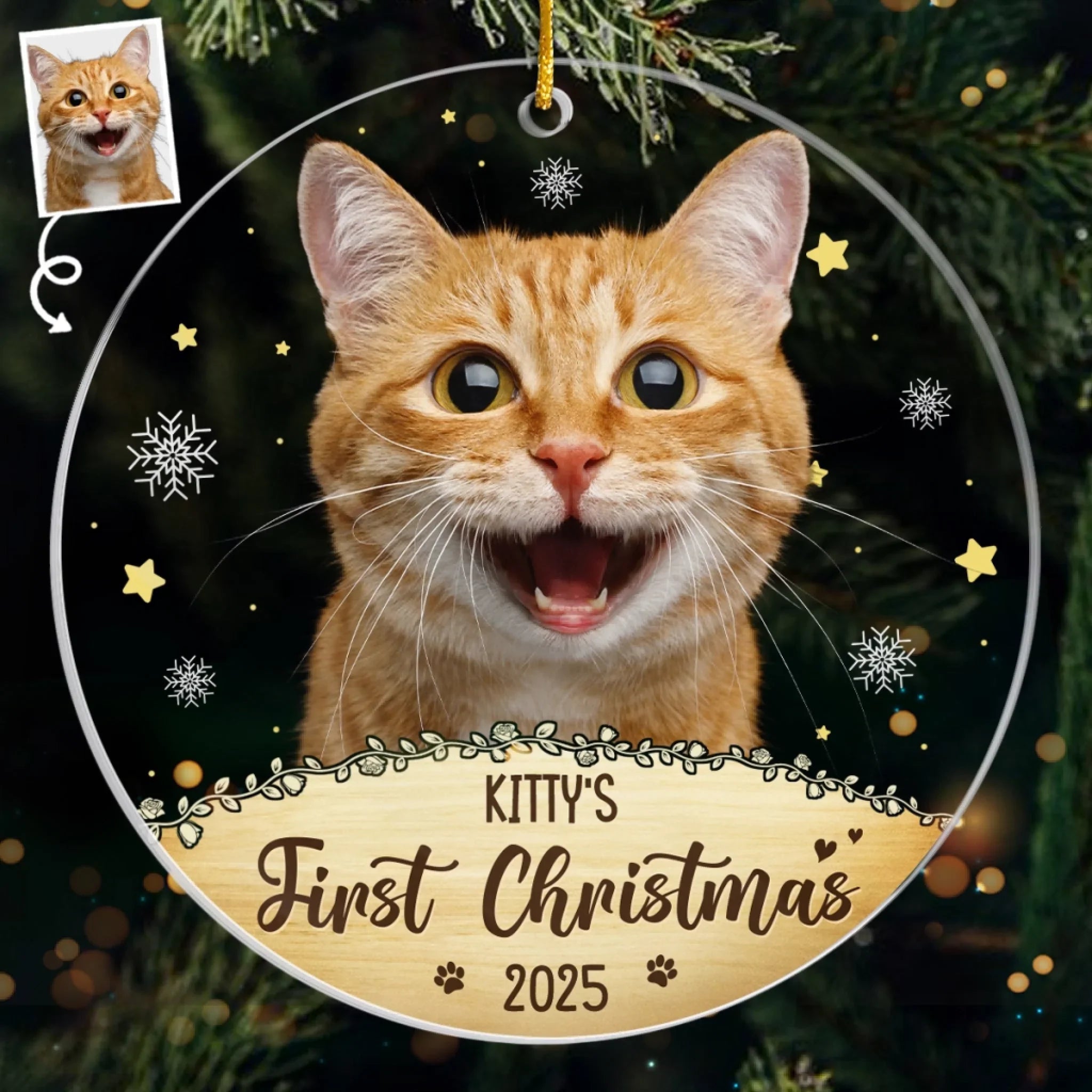 Custom Photo Pawsitively Grateful For The Joy My Pet Brings This Christmas - Dog & Cat Personalized Custom Ornament - Acrylic Custom Shaped - Christmas Gift For Pet Owners, Pet Lovers
