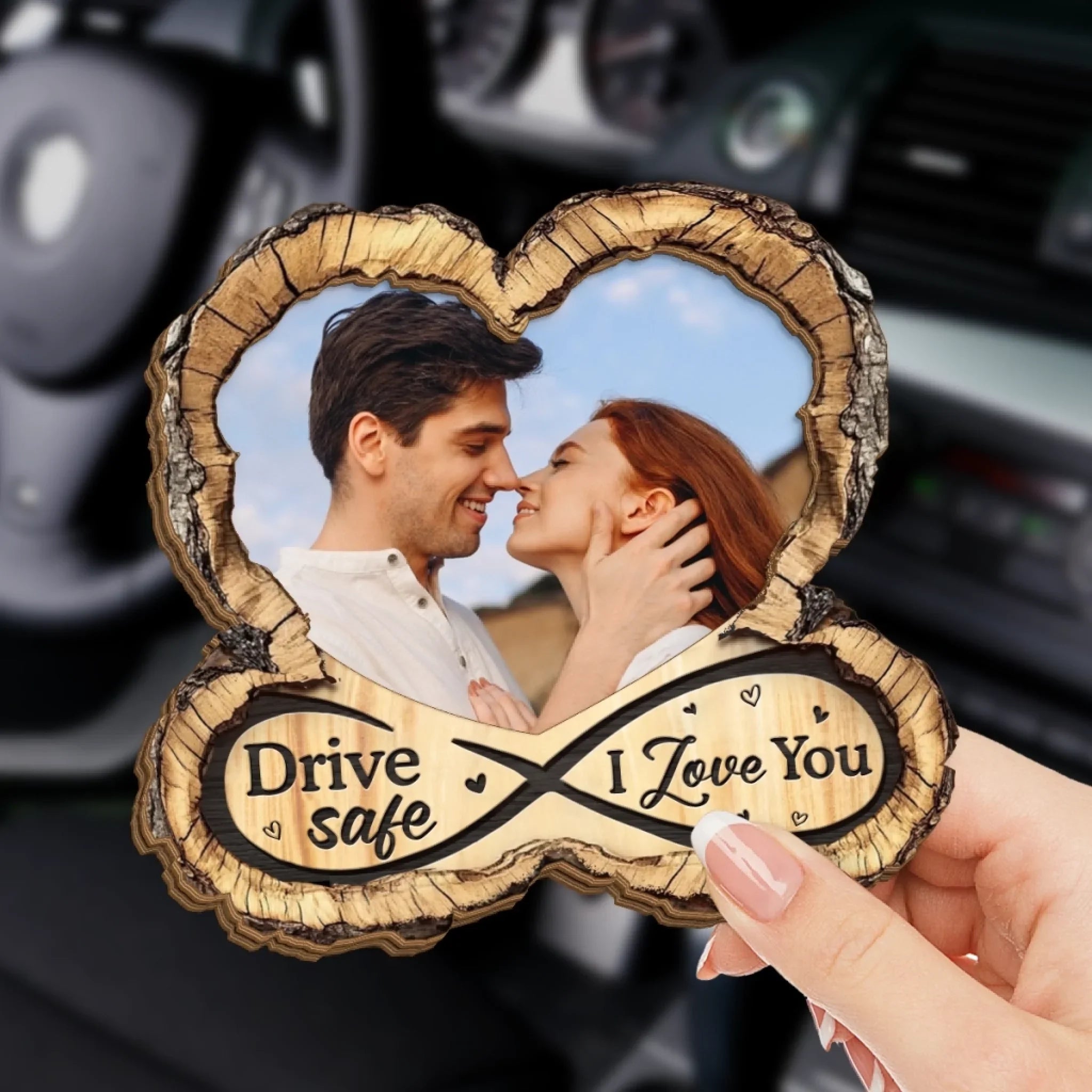 Custom Photo Car Visor Clip - Personalized Anniversary Wedding Gifts For Husband And Wife, Him And Her - You And Me Always Work