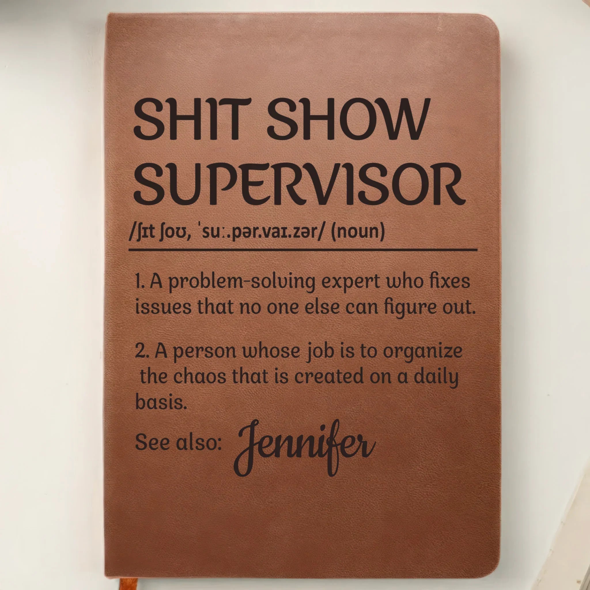 Custom Leather Writing Journal - Personalized Funny Gifts For Best Friends, Family, Coworker, Work Bestie, Yourself - Deadline Survivor