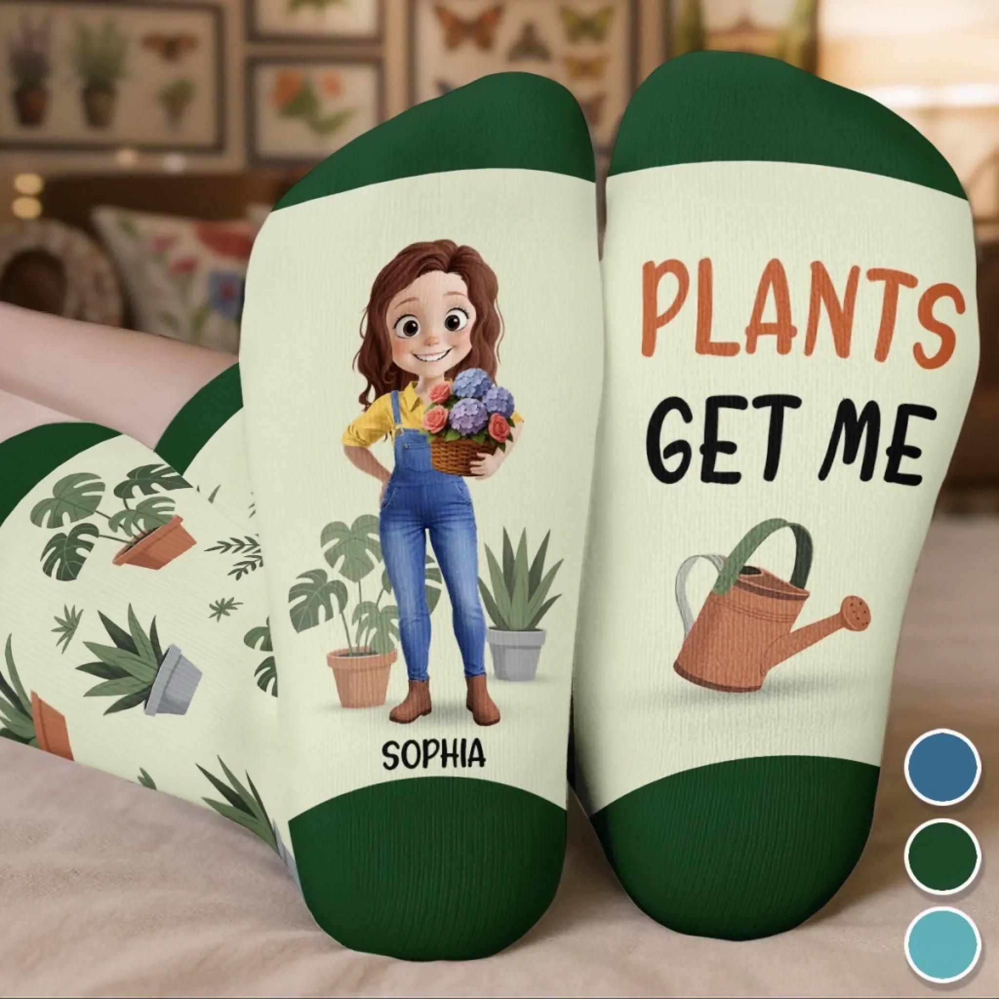 Custom Crew Socks - Personalized Birthday Garden Gifts For Gardeners - Plant Lady Energy