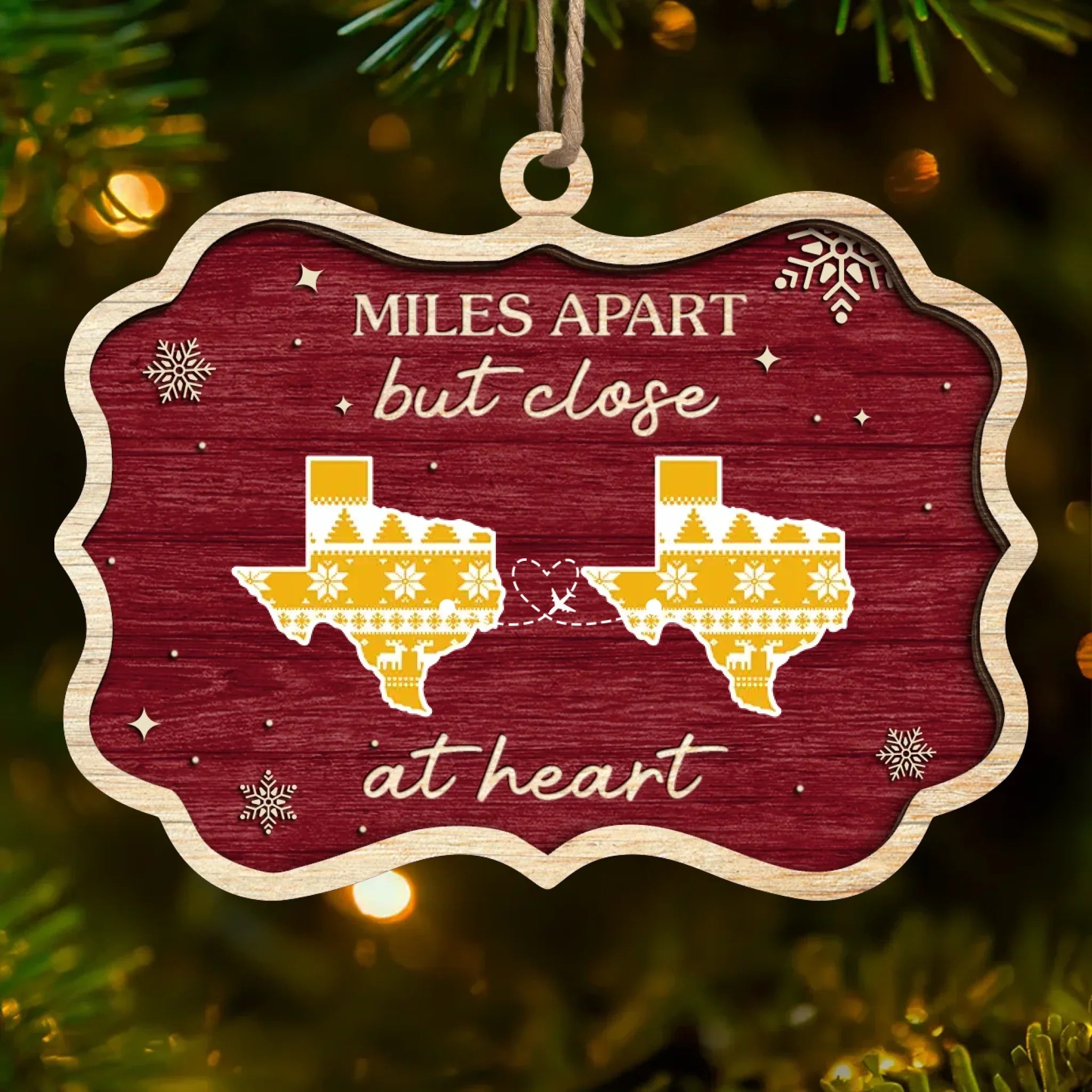 Custom Long Distance Wood Ornament - Personalized Christmas Birthday Gifts For Mom, Dad, Brother, Sister, Kids - Christmas Blessings From Afar