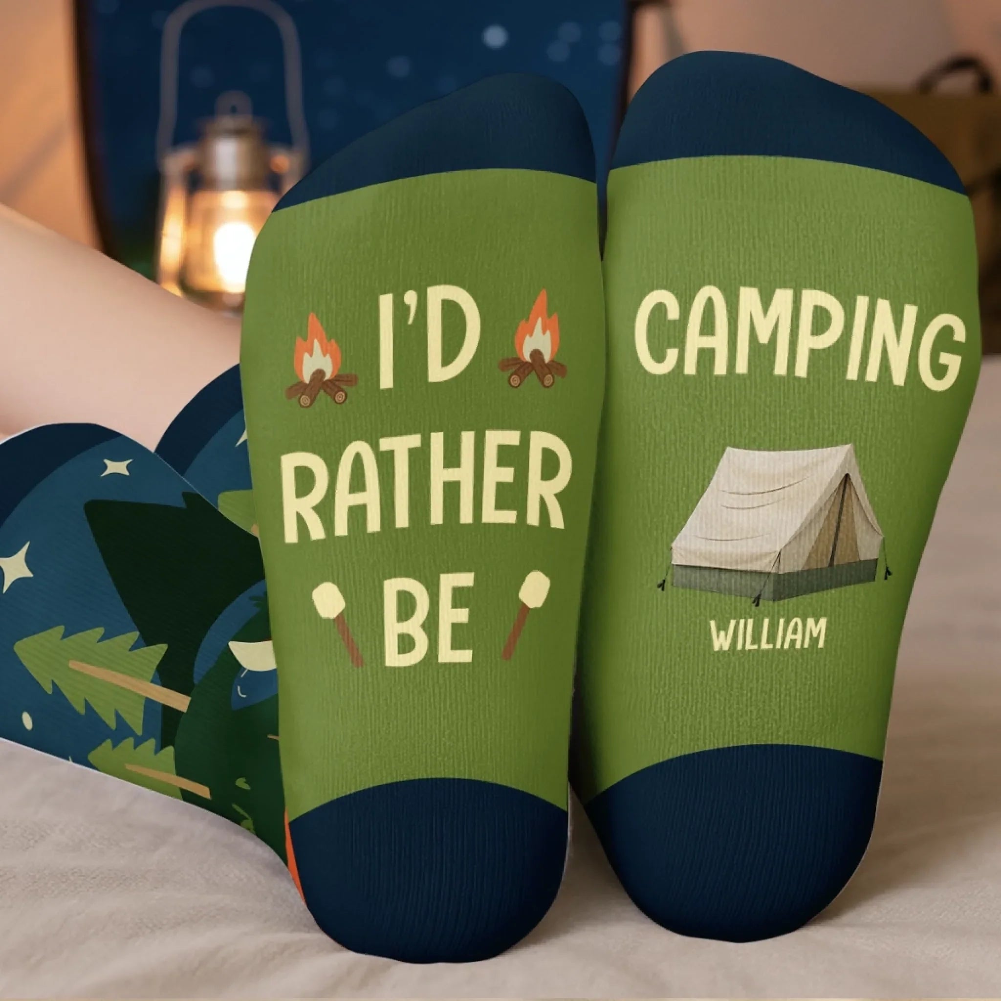 Custom Crew Socks - Personalized Birthday Camping Gifts For Campers - Camp Vibes Only