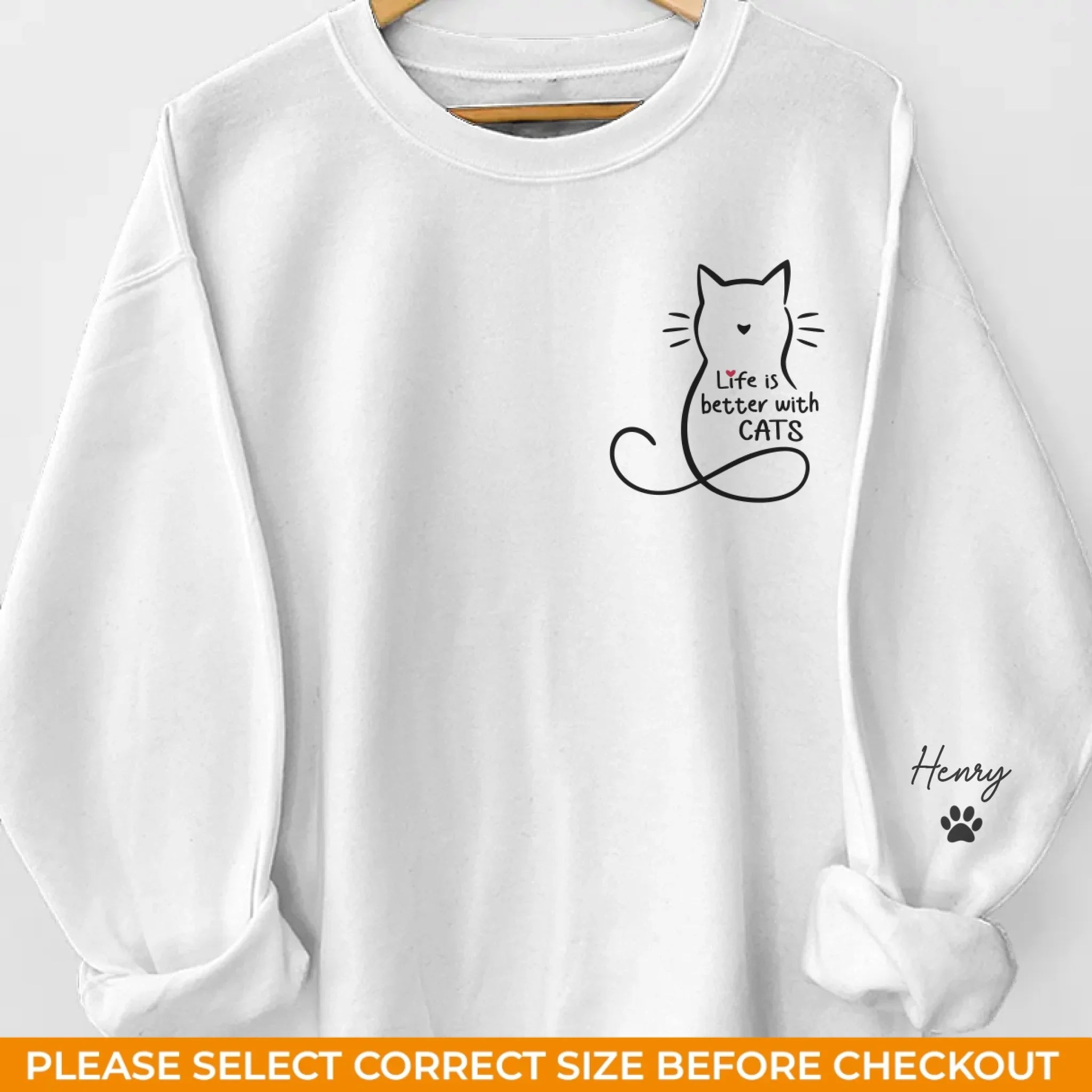 Custom Unisex Sweatshirt, Hoodie With Design On Sleeve - Personalized Christmas Birthday Gifts For Cat Lovers, Cat Mom And Dad - Home Smells Like Cat Fur