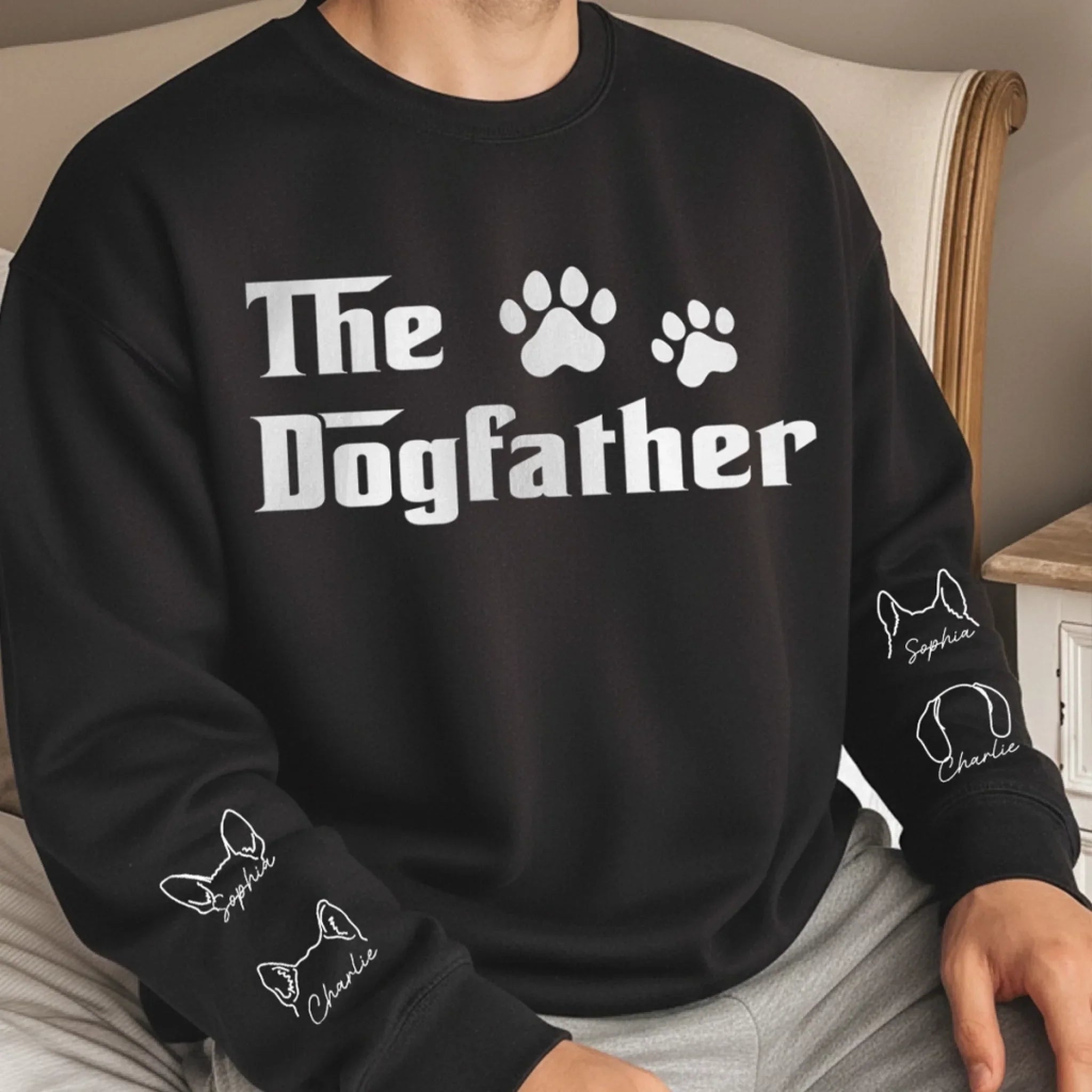 Custom Unisex Sweatshirt, Hoodie With Design On Sleeve - Personalized Birthday Gifts For Dog Lovers, Dog Dad And Mom - Born To Love Dogs