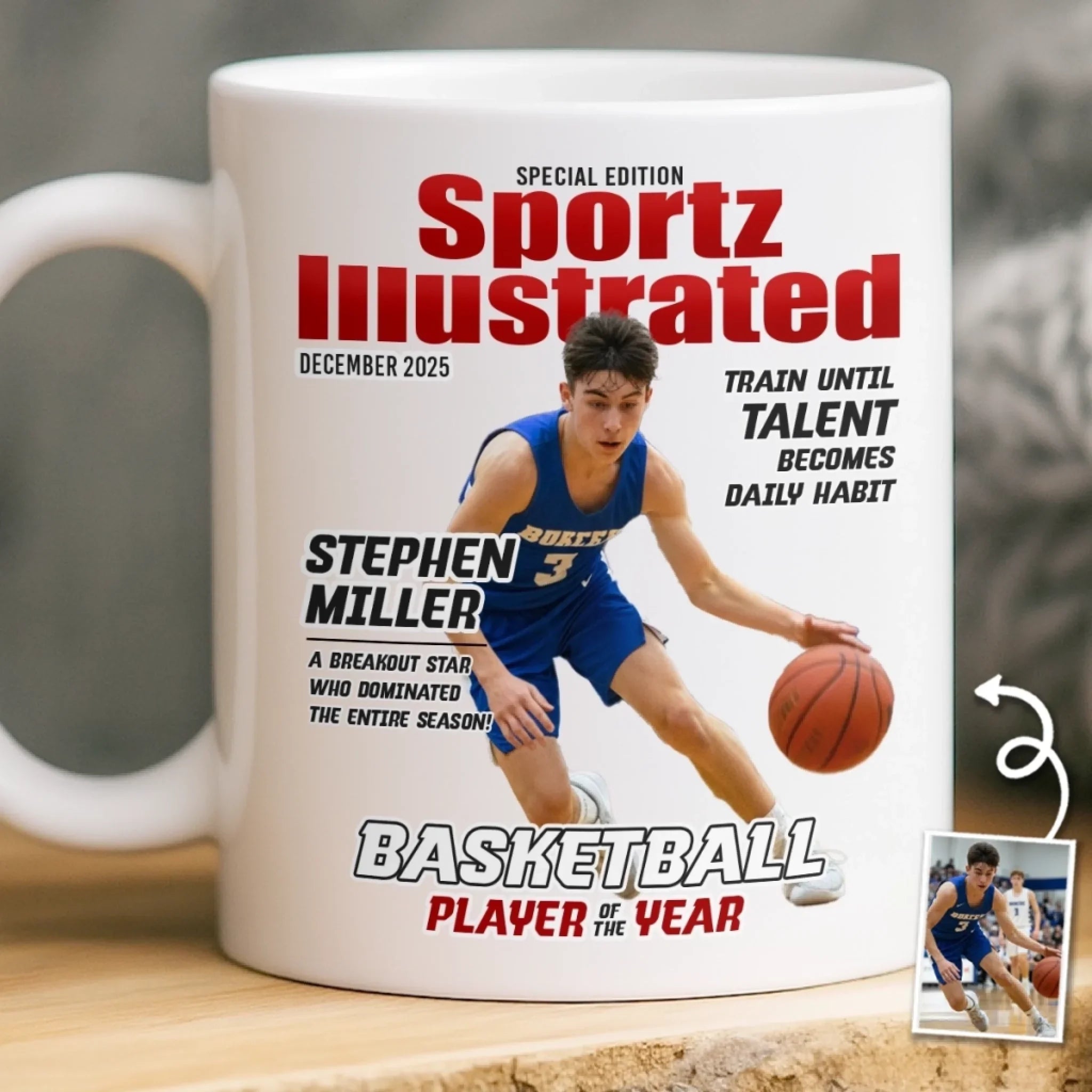 Custom Photo Magazine Mug - Personalized Birthday Gifts For Football, Basketball, Soccer, Baseball, Golf, Ice Hockey Lovers, Sports Fans, Sports Lovers - I’m Here For The Game