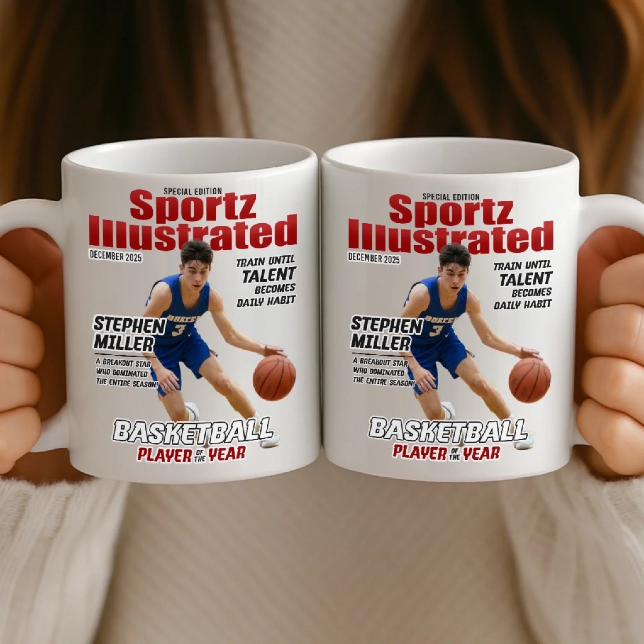 Custom Photo Magazine Mug - Personalized Birthday Gifts For Football, Basketball, Soccer, Baseball, Golf, Ice Hockey Lovers, Sports Fans, Sports Lovers - I’m Here For The Game