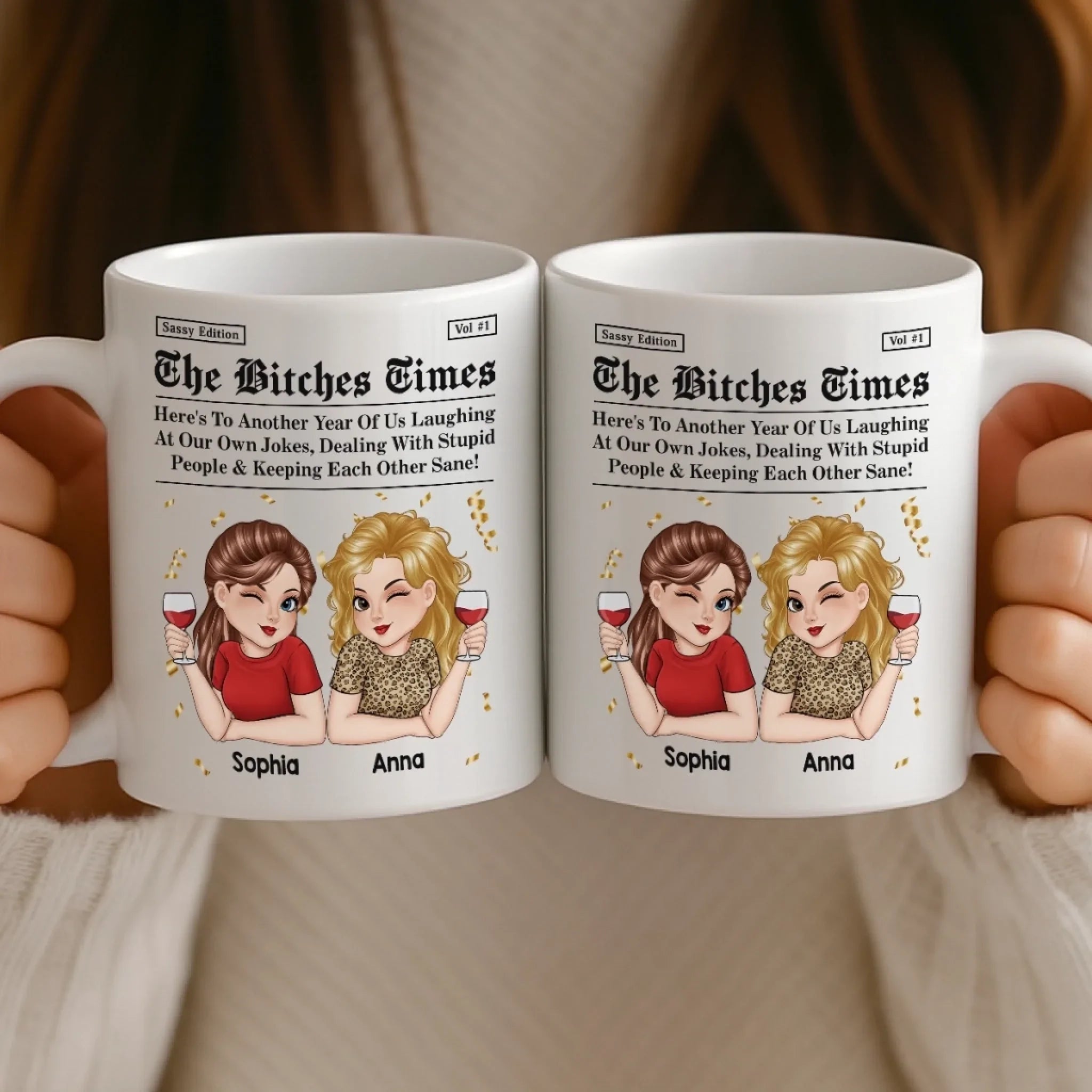 Custom Mug - Personalized Best Friend Birthday Gifts For Women, Besties, Sisters, BFF - Life Hits Better With You