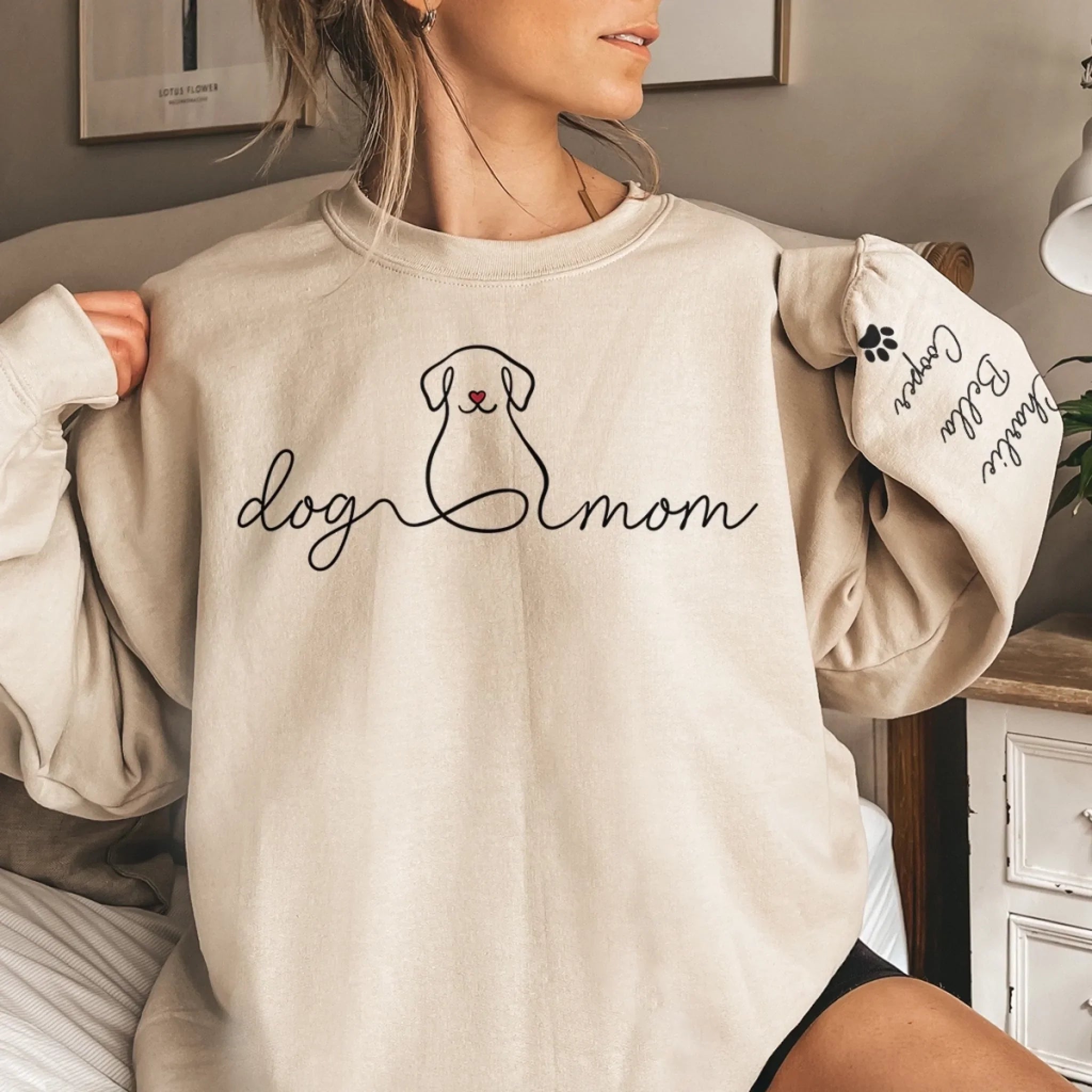 Custom Unisex Sweatshirt, Hoodie With Design On Sleeve - Personalized Christmas Birthday Gifts For Dog Cat Lovers, Dog Dad And Mom, Cat Owners - Dog Kisses Fix Bad Days