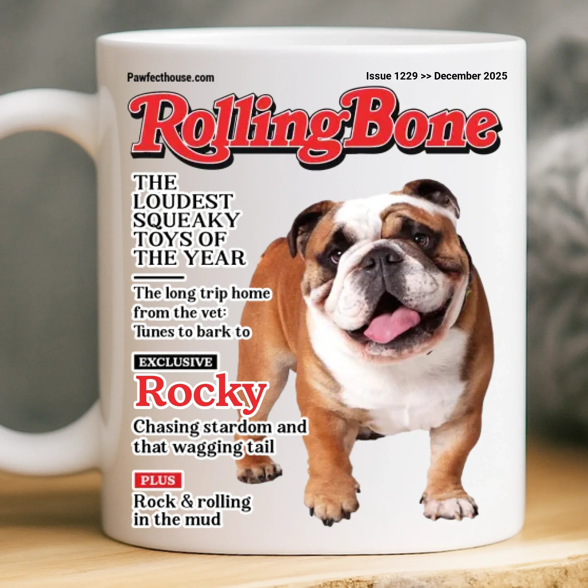 Custom Photo Magazine Mug - Personalized Birthday Gifts For Dog Lovers, Dog Dad And Mom - Smiling Because Of You