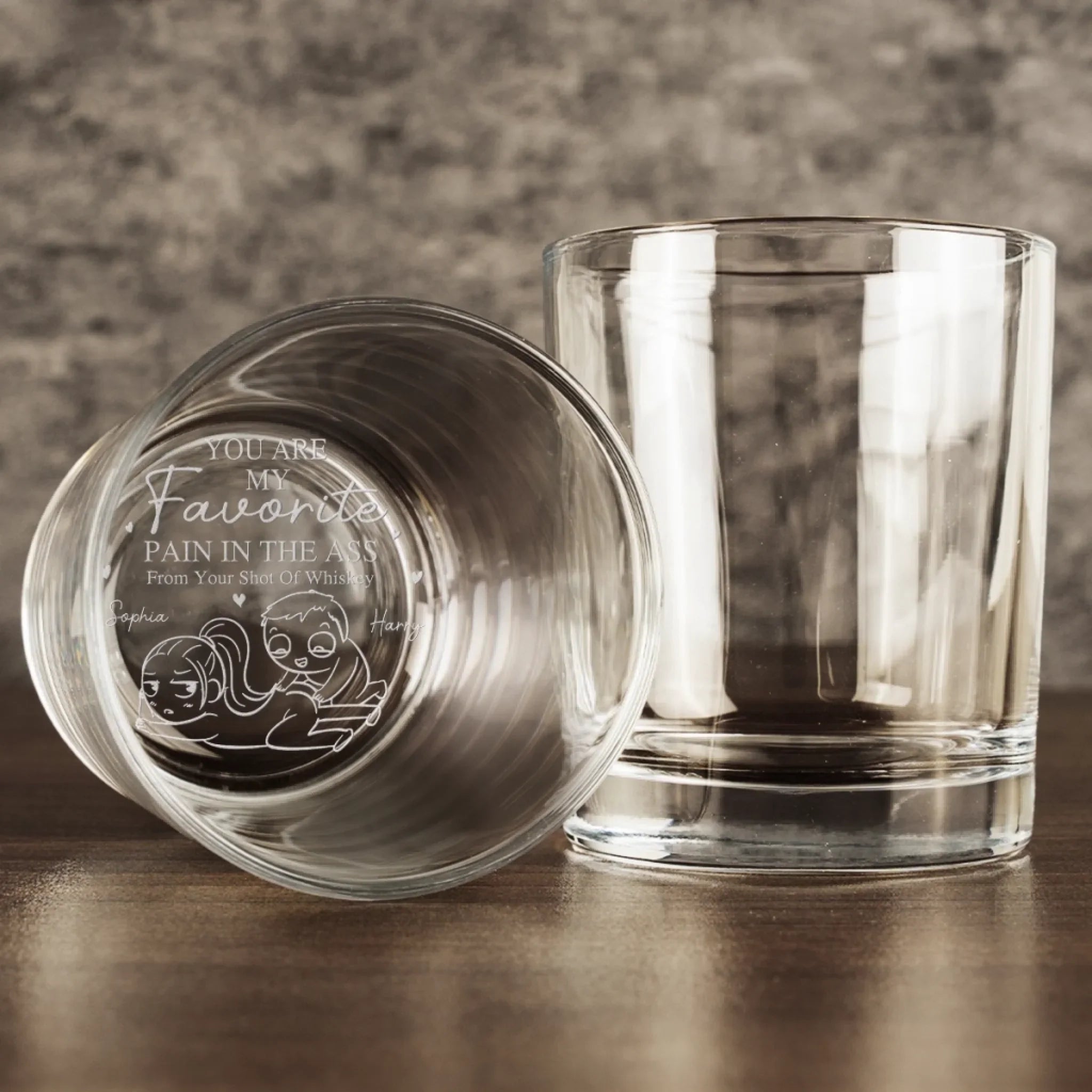 Custom Whiskey Glass - Personalized Anniversary Wedding Gifts For Husband And Wife, Him And Her, Wine, Bourbon, Whiskey Lovers - Laughing Loving Living With You