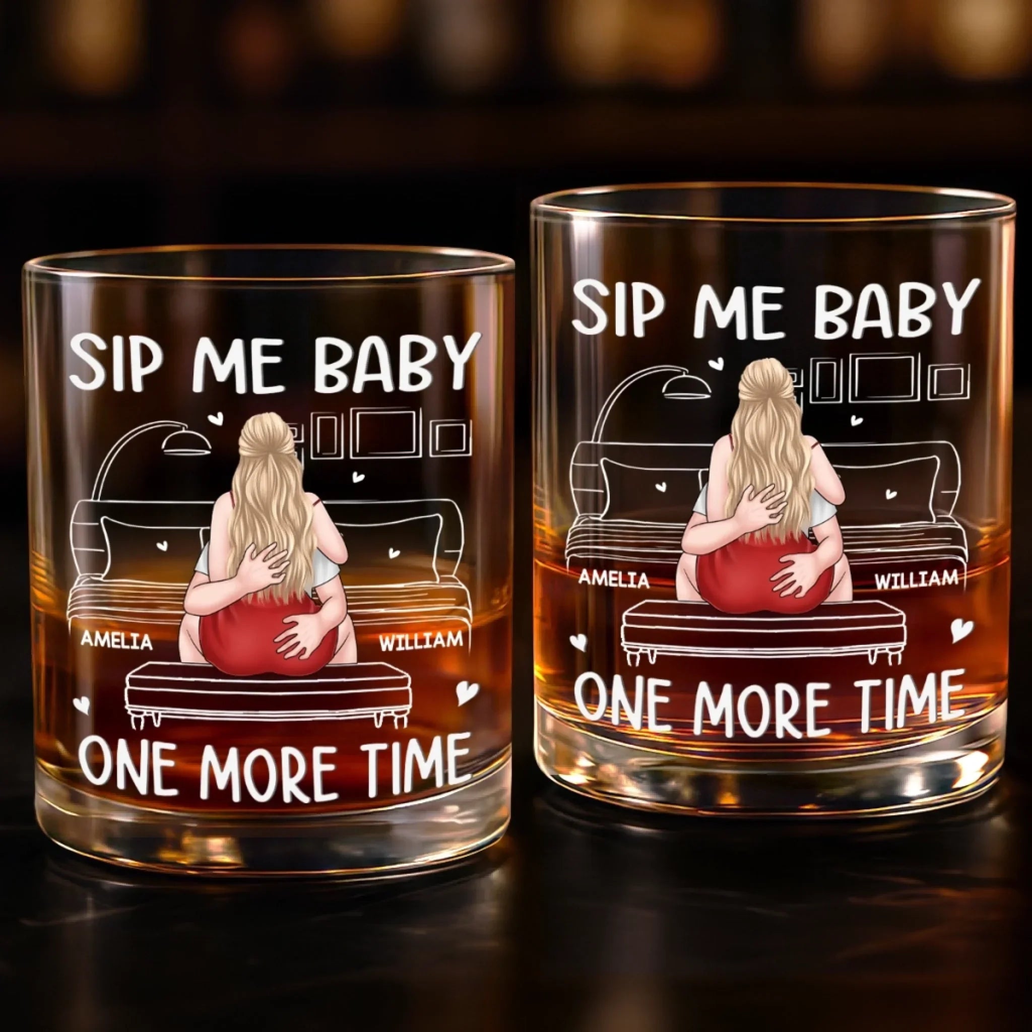 Custom Whiskey Glass - Personalized Anniversary Wedding Gifts For Husband And Wife, Him And Her - Love You More Than Coffee