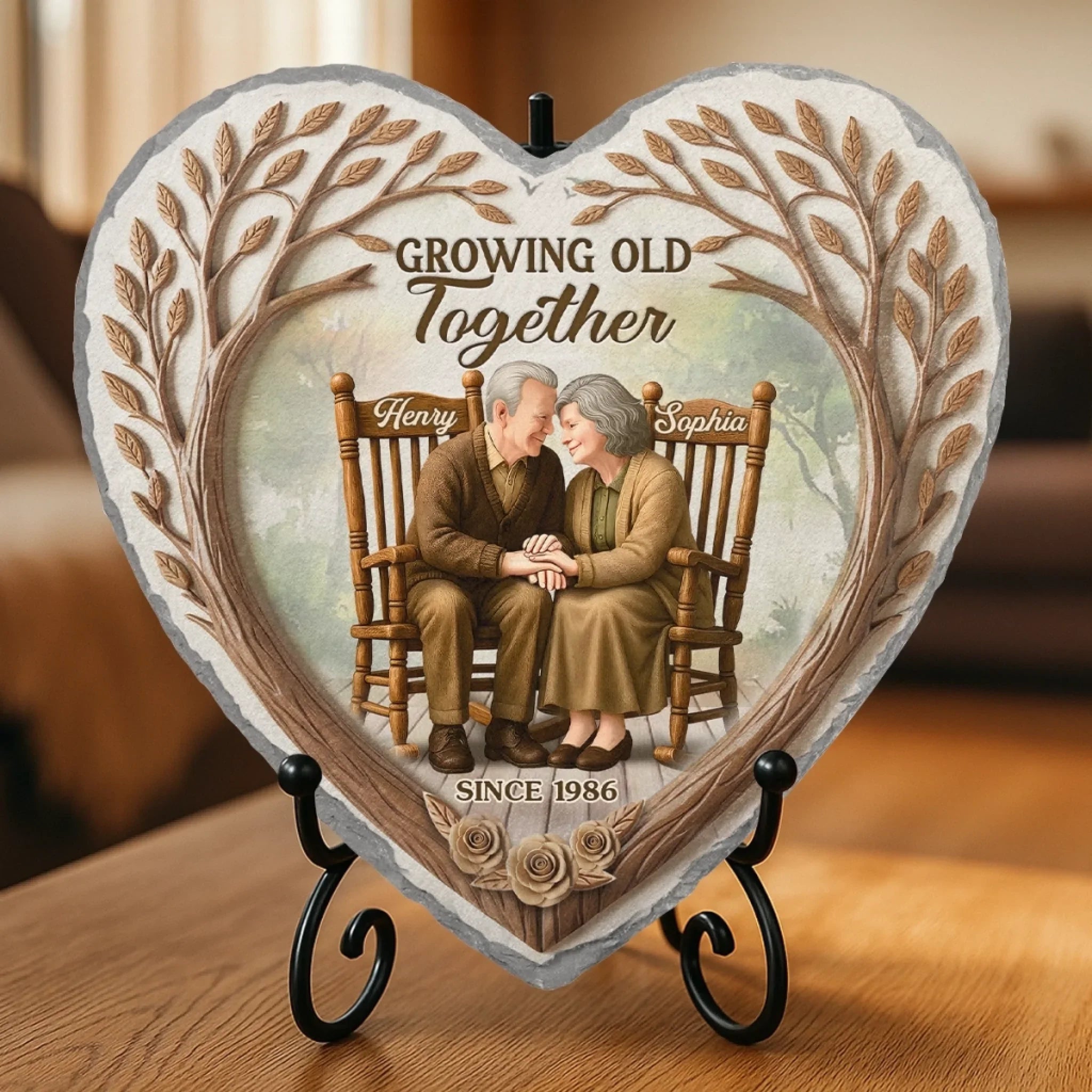 Custom Heart Shaped Memorial Stone - Personalized Anniversary Wedding Gifts For Husband And Wife, Him And Her - Eternally Loved