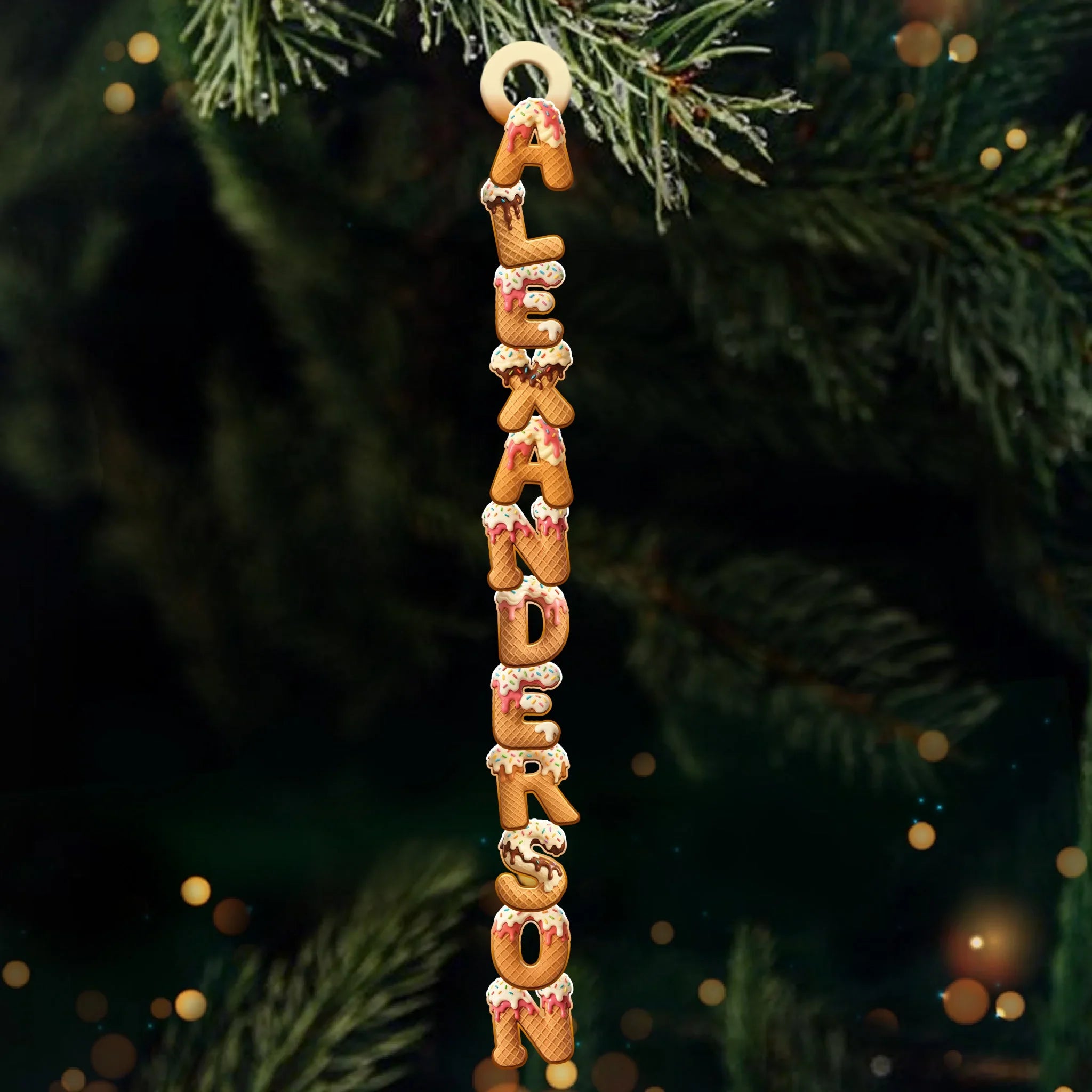 Custom Ice Cream Letter Wooden Ornament - Personalized Christmas Birthday Gifts For Mom, Dad, Brother, Sister, Kids - Together Makes Every Moment Better