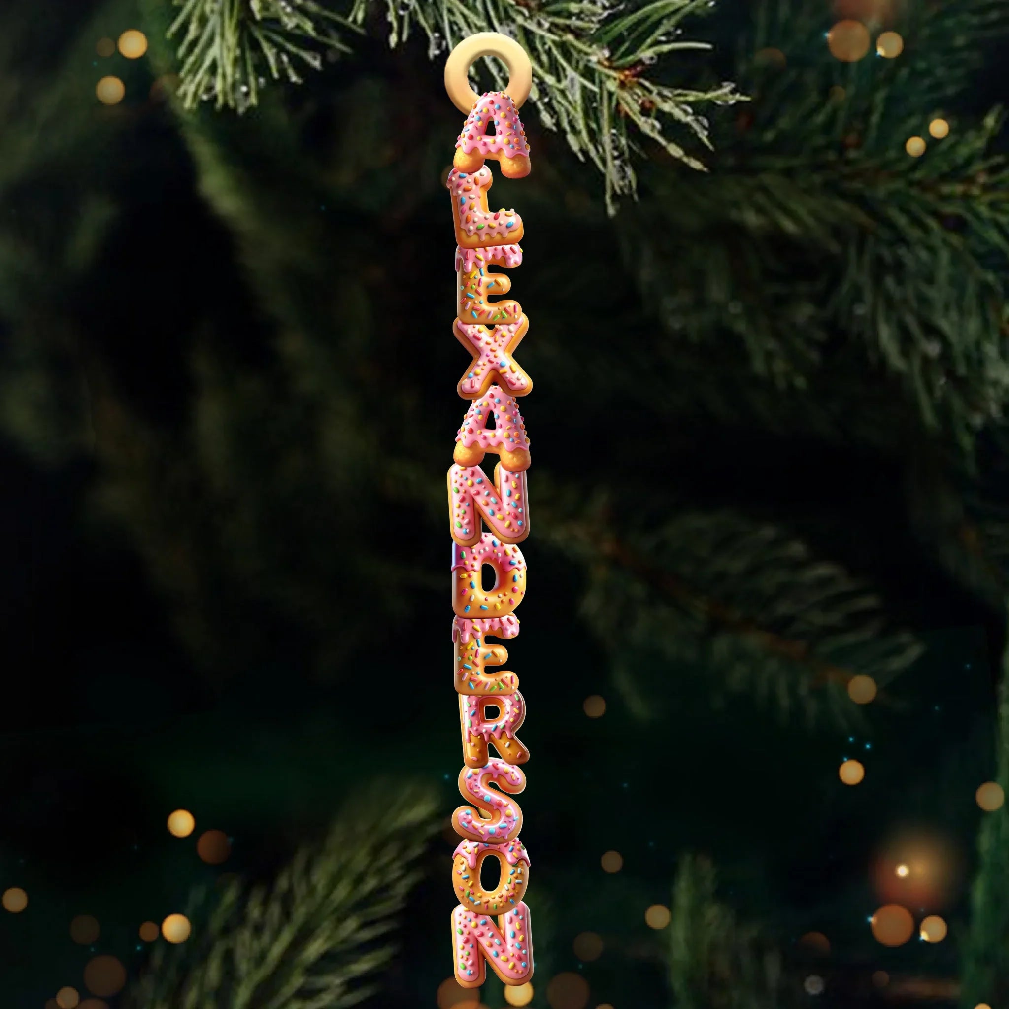 Custom Donut Letter Wooden Ornament - Personalized Christmas Birthday Gifts For Mom, Dad, Brother, Sister, Kids - Sprinkles Make Everything Better