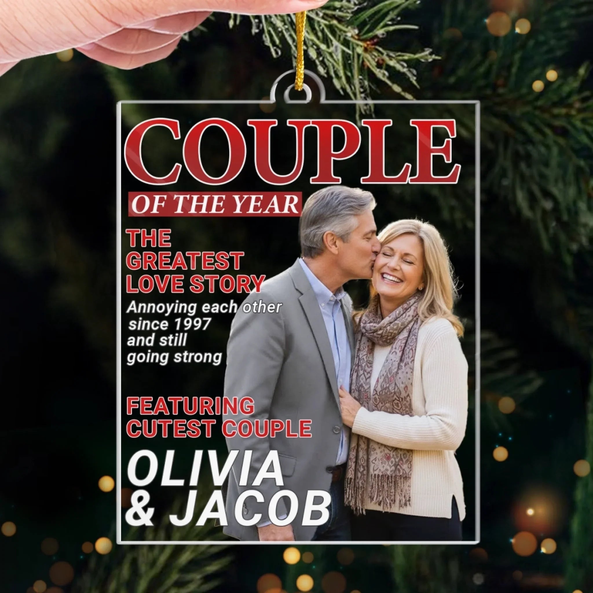 Custom Photo Magazine Acrylic Ornament - Personalized Anniversary Christmas Wedding Gifts For Husband And Wife, Him And Her - Still Choosing You Every Day