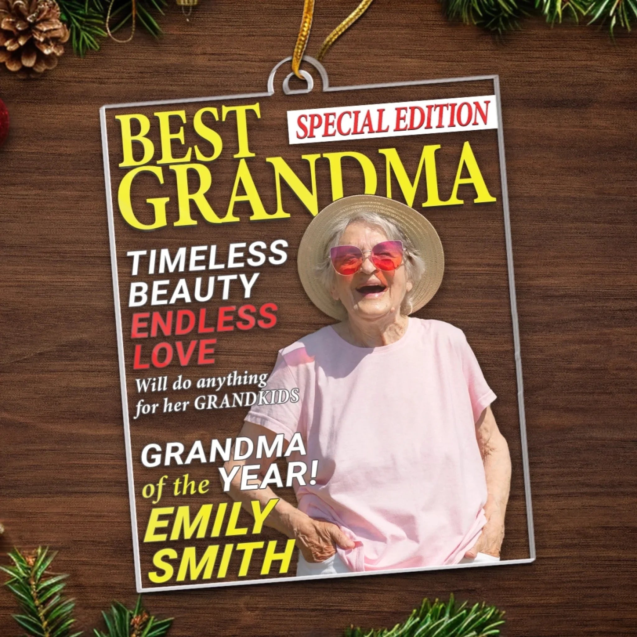 Custom Photo Magazine Acrylic Ornament - Personalized Christmas Birthday Gifts For Grandma - Where Grandma Is Joy Follows