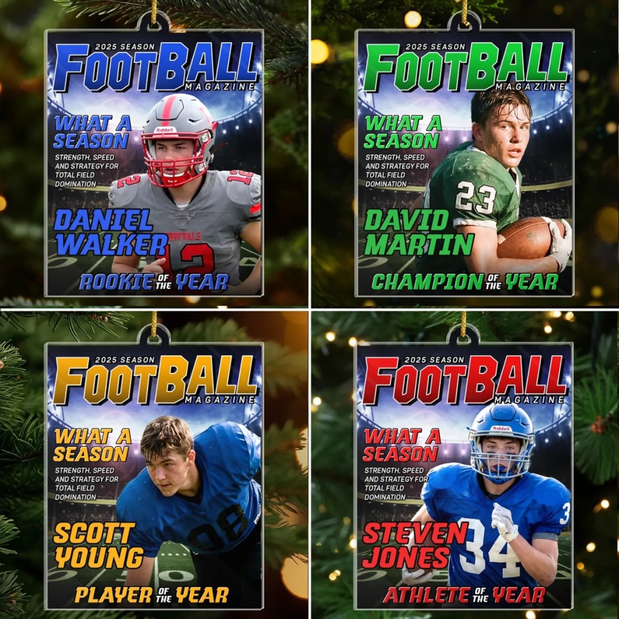 Custom Photo Magazine Acrylic Ornament - Personalized Christmas Birthday American Football Gifts For Football Lovers, Sports Fans, Sports Lovers - Born To Break Records