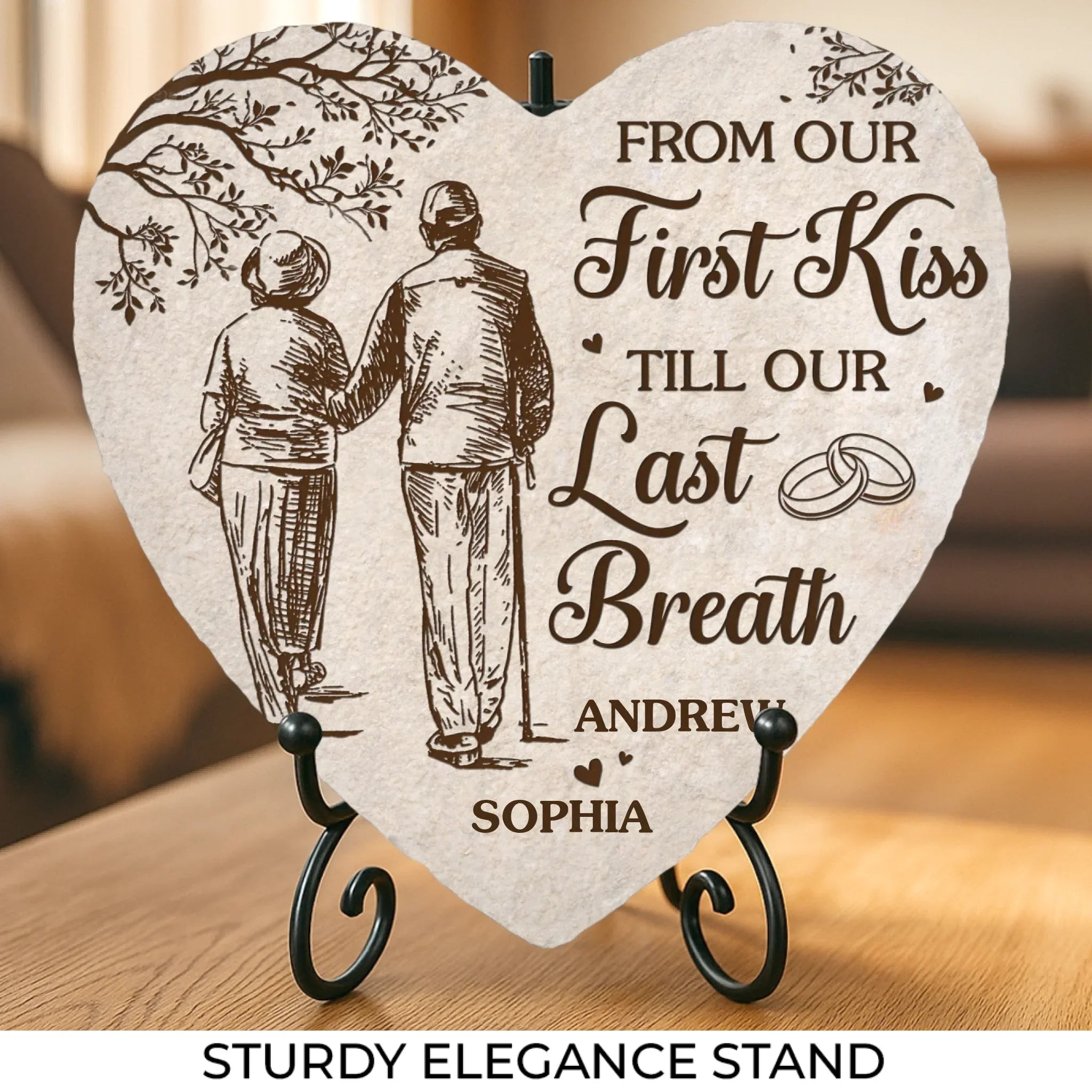 Custom Heart Shaped Stone With Stand - Personalized Anniversary Wedding Gifts For Husband And Wife, Him And Her - You Are My Calm