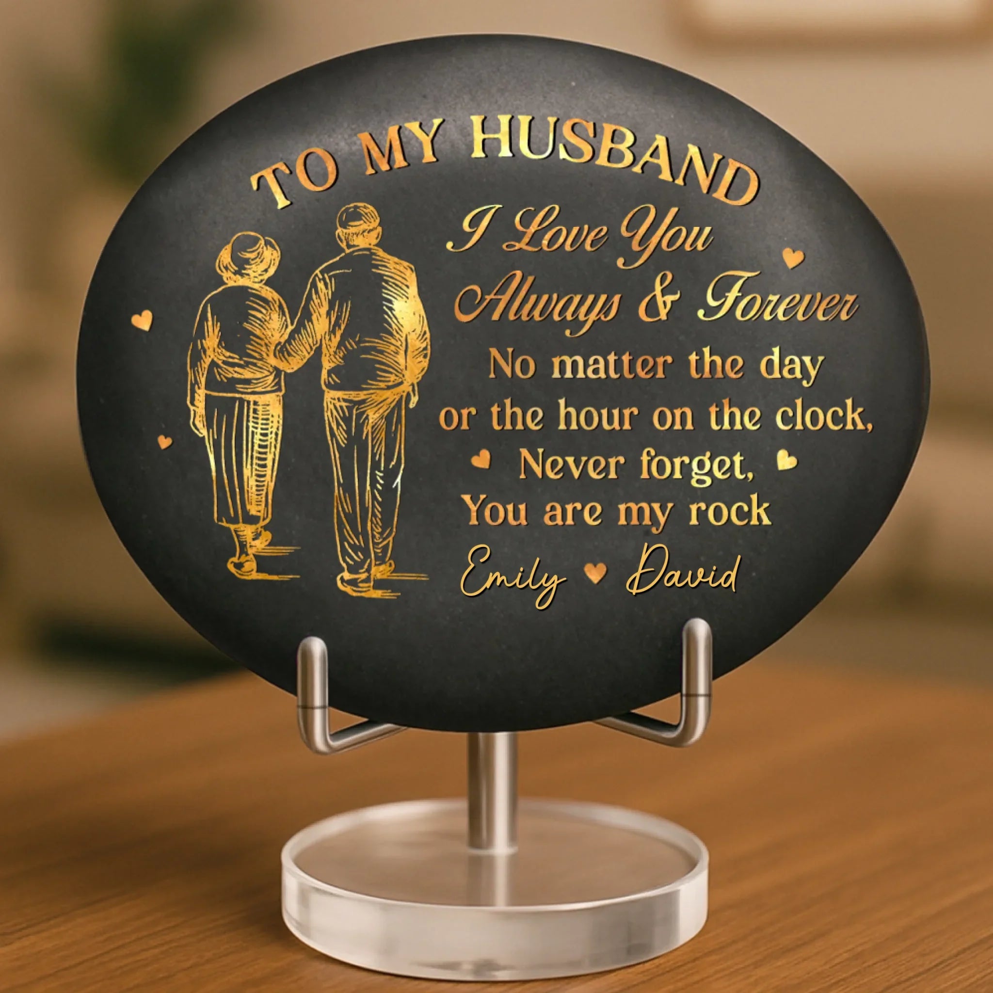 Custom Printed Rock - Personalized Anniversary Wedding Gifts For Husband And Wife, Him And Her - Our Sweet Memories