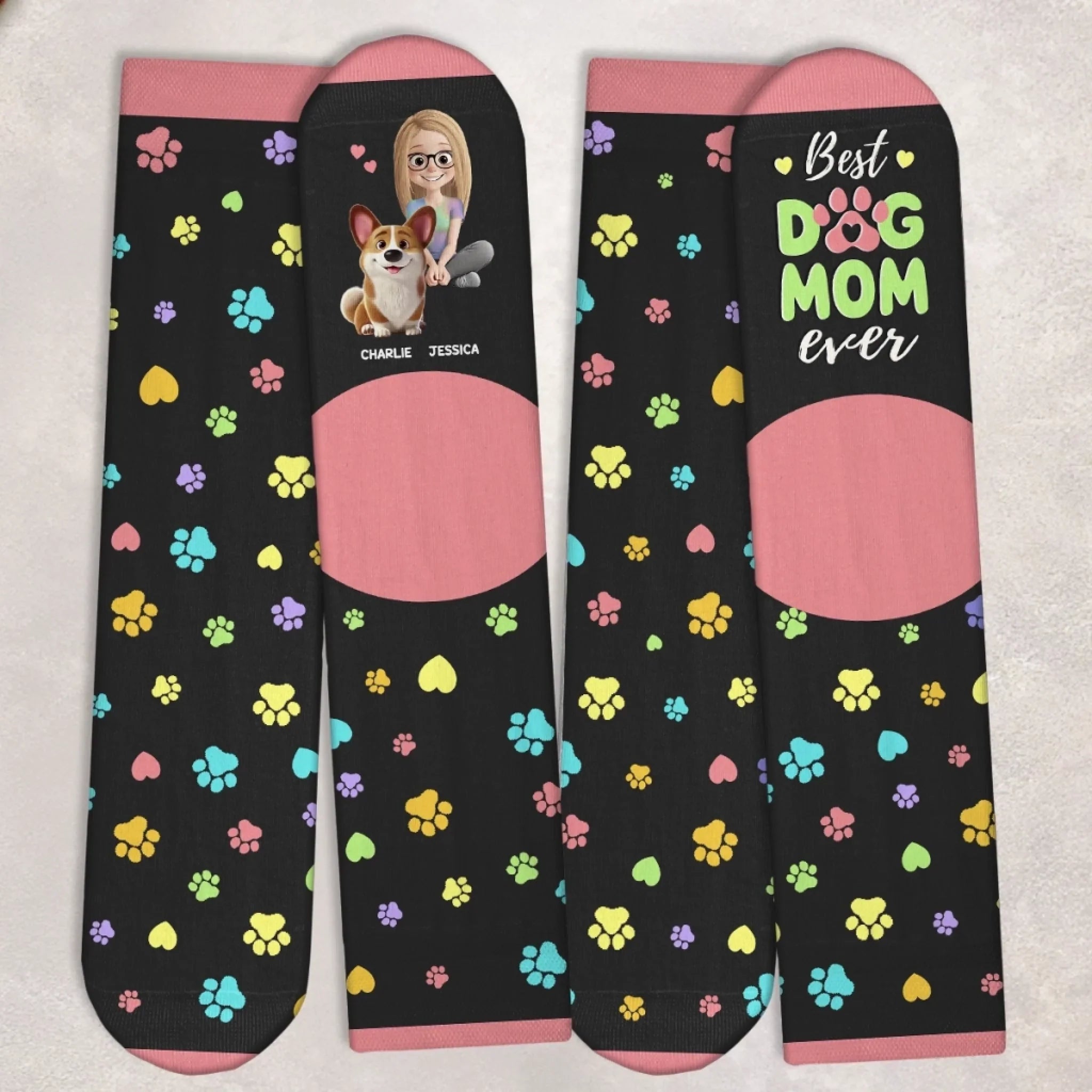 Custom Crew Socks - Personalized Christmas Birthday Gifts For Dog Cat Lovers, Dog Dad And Mom, Cat Owners - This Is My Lazy Era