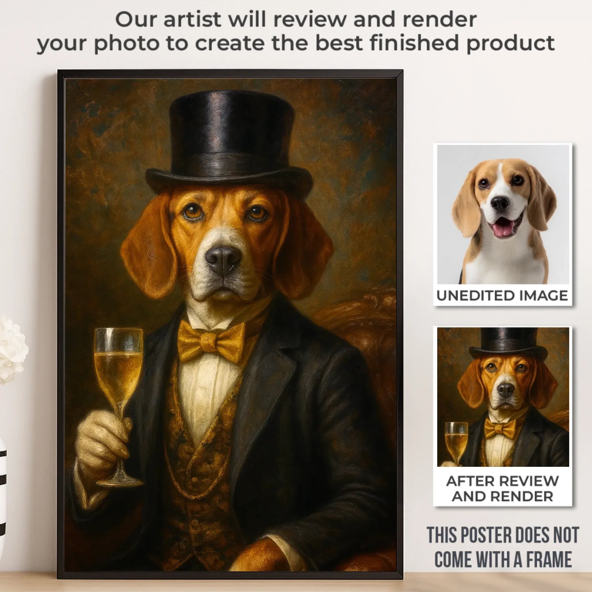 Custom Photo Vertical Poster - Personalized Birthday Gifts For Dog Cat Lovers, Dog Dad And Mom, Cat Owners - Fine Dog, Finer Wine
