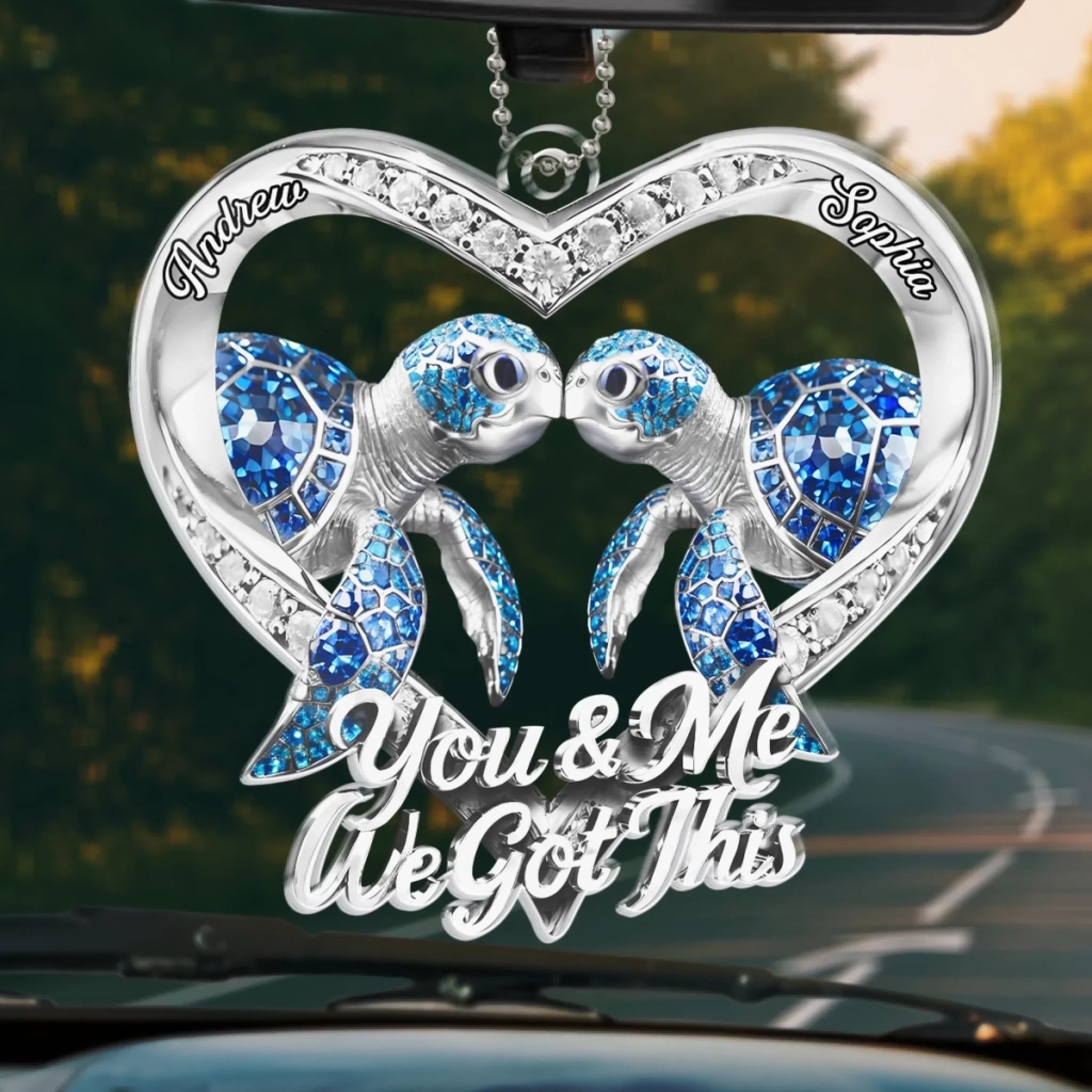 Custom Acrylic Car Ornament - Personalized Anniversary Wedding Gifts For Husband And Wife, Him And Her - Our Story Never Ends