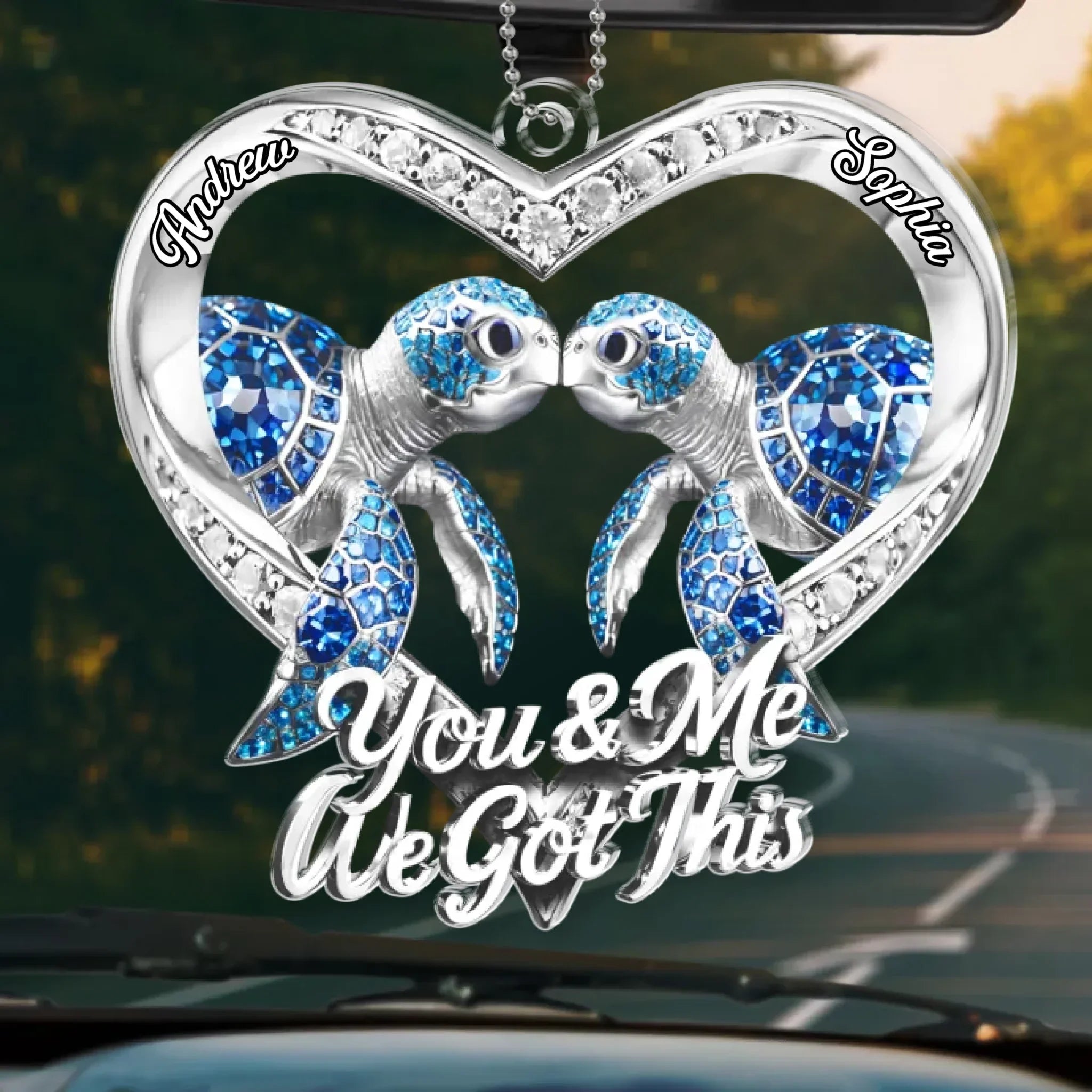 Custom Acrylic Car Ornament - Personalized Anniversary Wedding Gifts For Husband And Wife, Him And Her - Our Story Never Ends