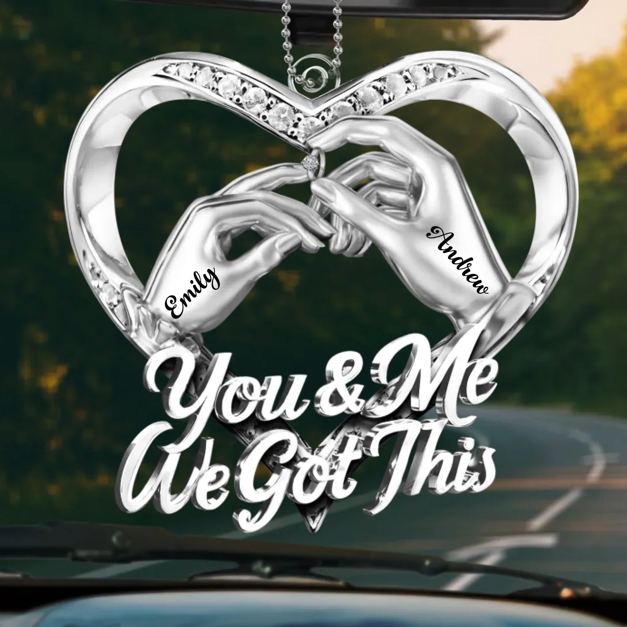 Custom Acrylic Car Ornament - Personalized Anniversary Wedding Gifts For Husband And Wife, Him And Her - Forever Starts With You