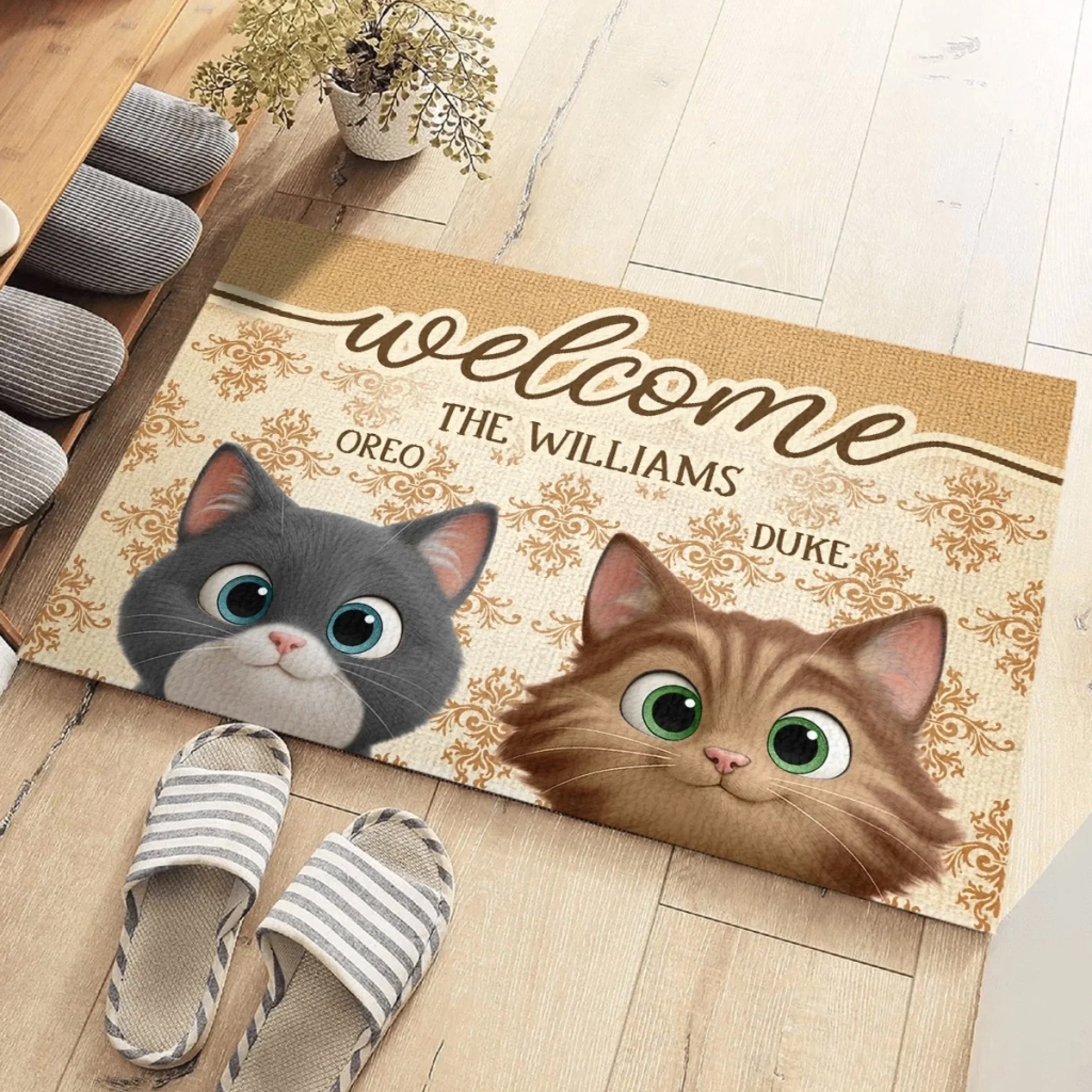 Custom Home Decor Decorative Mat - Personalized Birthday Gifts For Dog Cat Lovers, Dog Dad And Mom, Cat Owners - Home Of Happy Paws