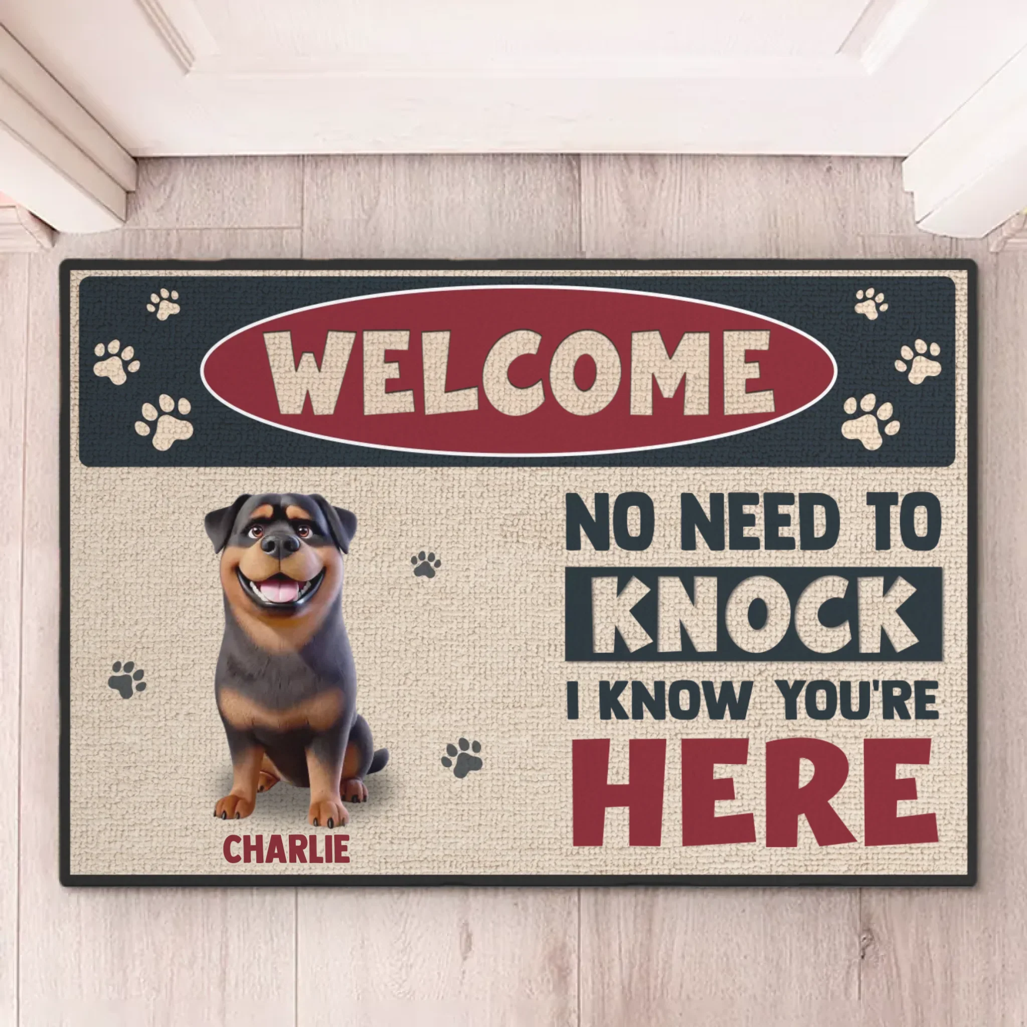 Custom Home Decor Decorative Mat - Personalized Birthday Gifts For Dog Lovers, Dog Dad And Mom - Pawsitively Welcome