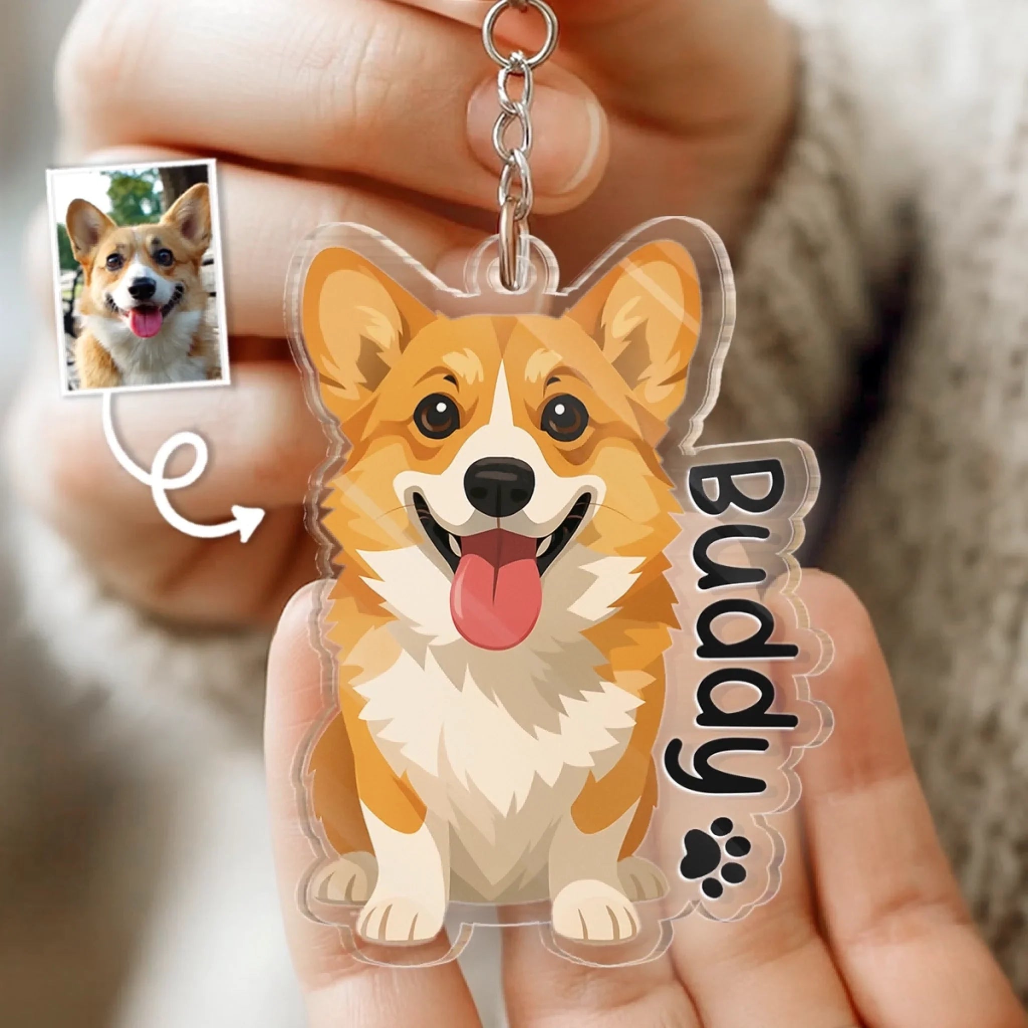 Custom Photo Shaped Acrylic Keychain - Personalized Birthday Gifts For Dog Cat Lovers, Dog Dad And Mom, Cat Owners - Carry Your Best Friend Everywhere