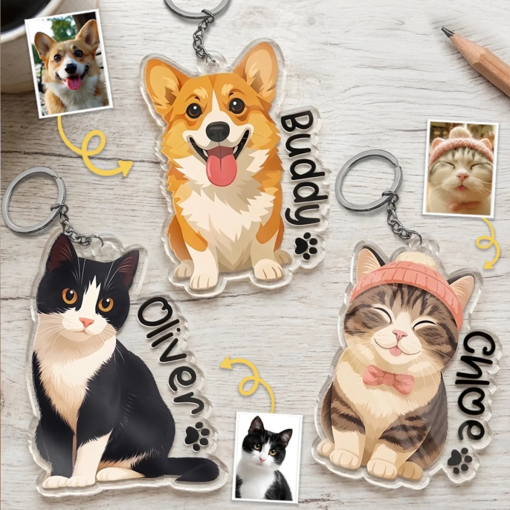 Custom Photo Shaped Acrylic Keychain - Personalized Birthday Gifts For Dog Cat Lovers, Dog Dad And Mom, Cat Owners - Carry Your Best Friend Everywhere