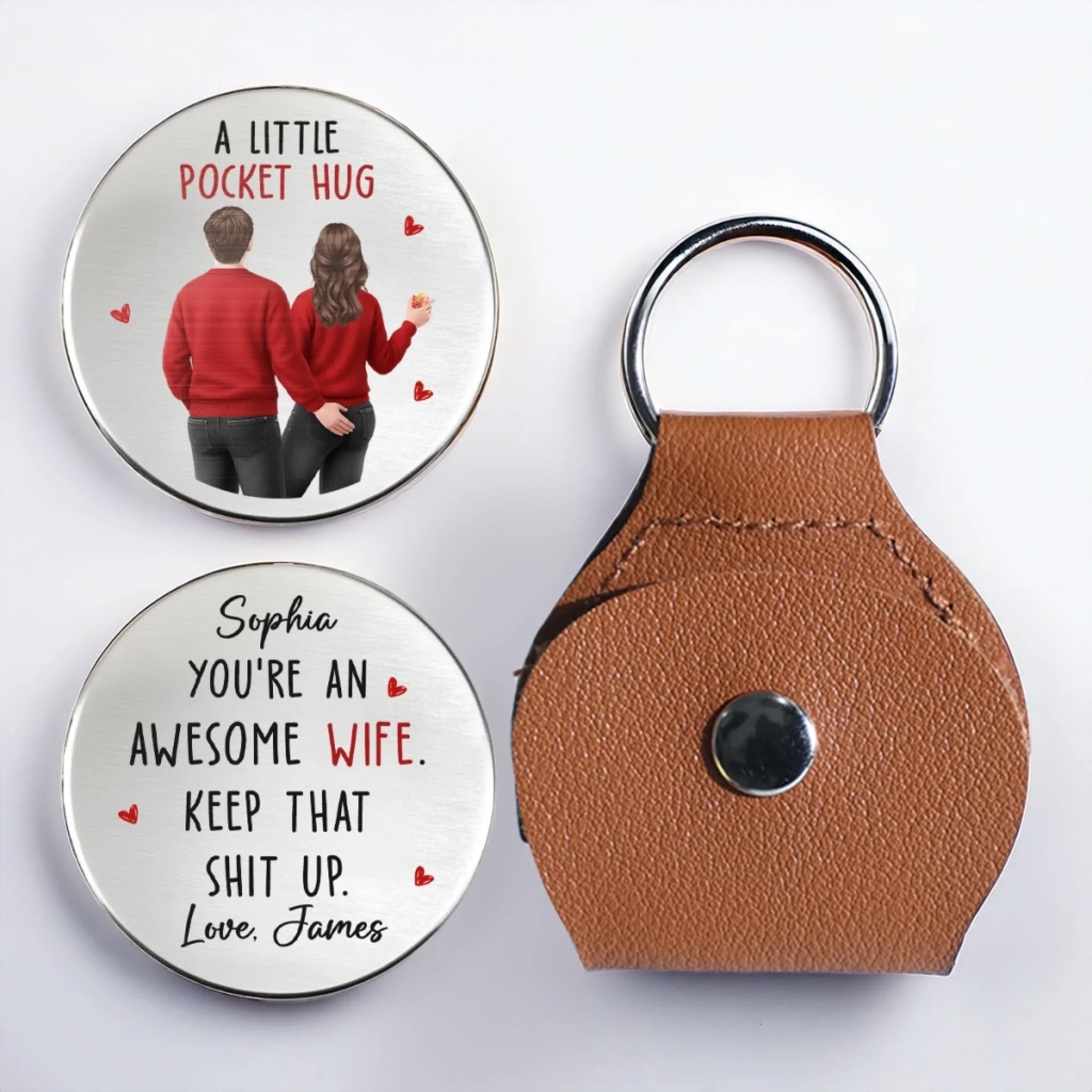 Custom Pocket Hug - Personalized Anniversary Wedding Gifts For Husband And Wife, Him And Her - Together We Keep Choosing Us