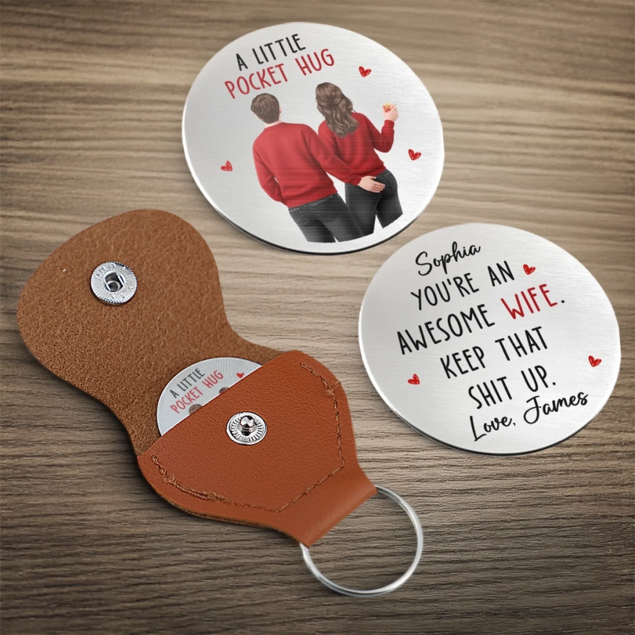 Custom Pocket Hug - Personalized Anniversary Wedding Gifts For Husband And Wife, Him And Her - Together We Keep Choosing Us