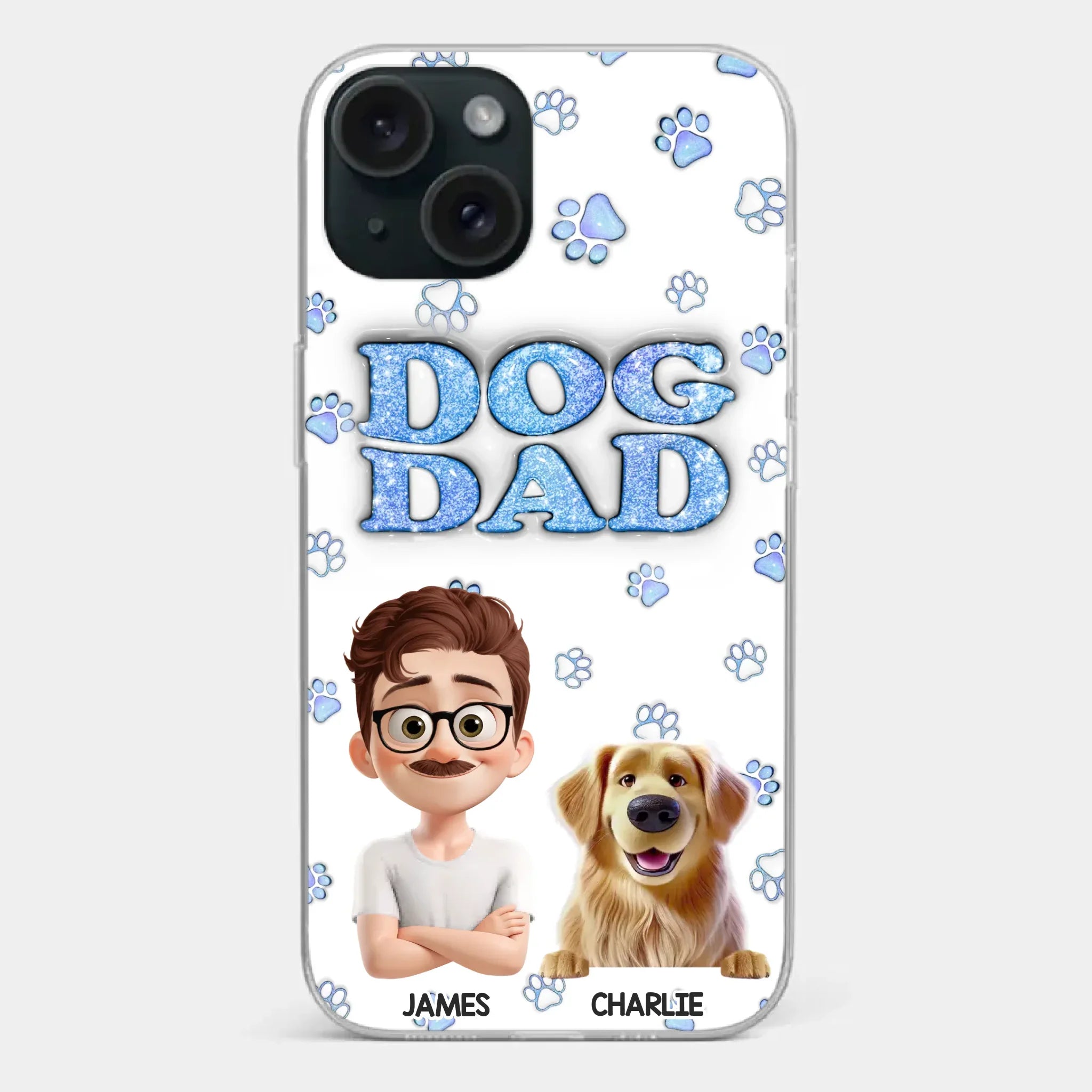 Custom 3D Inflated Effect Printed Clear Phone Case - Personalized Birthday Gifts For Dog Lovers, Dog Dad And Mom - Life Feels Warmer With Pets