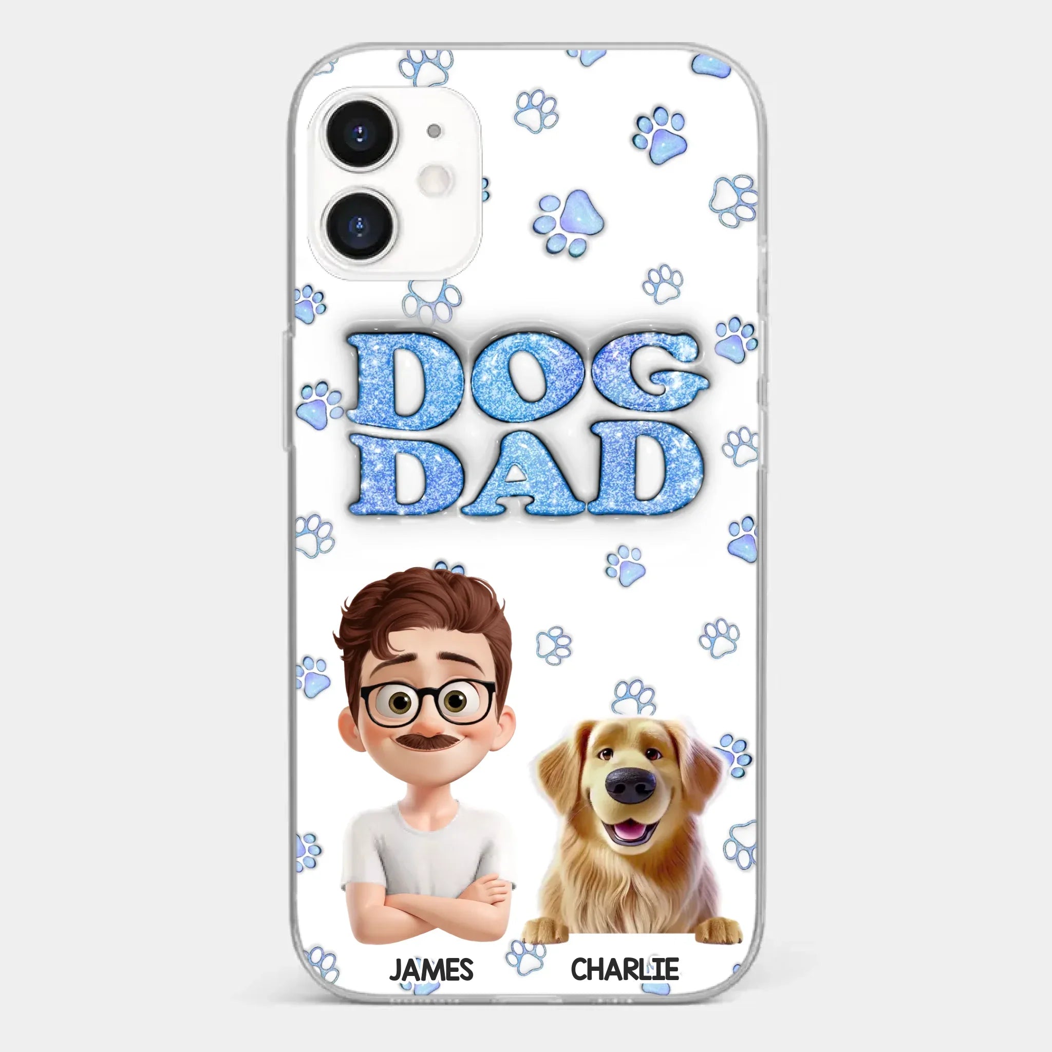 Custom 3D Inflated Effect Printed Clear Phone Case - Personalized Birthday Gifts For Dog Lovers, Dog Dad And Mom - Life Feels Warmer With Pets