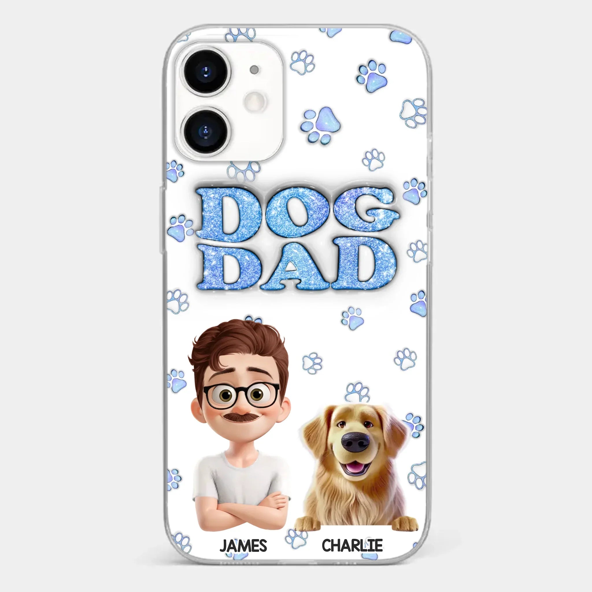 Custom 3D Inflated Effect Printed Clear Phone Case - Personalized Birthday Gifts For Dog Lovers, Dog Dad And Mom - Life Feels Warmer With Pets