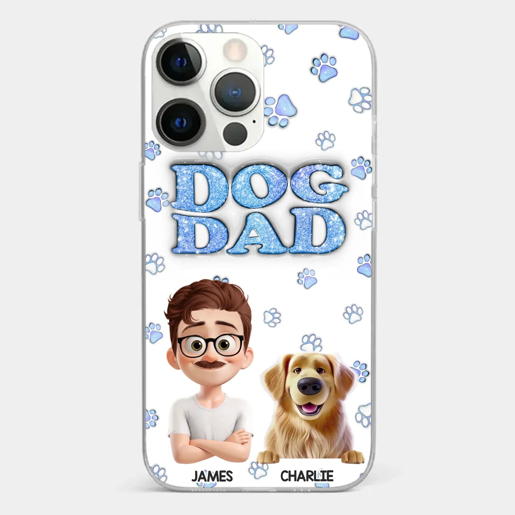 Custom 3D Inflated Effect Printed Clear Phone Case - Personalized Birthday Gifts For Dog Lovers, Dog Dad And Mom - Life Feels Warmer With Pets