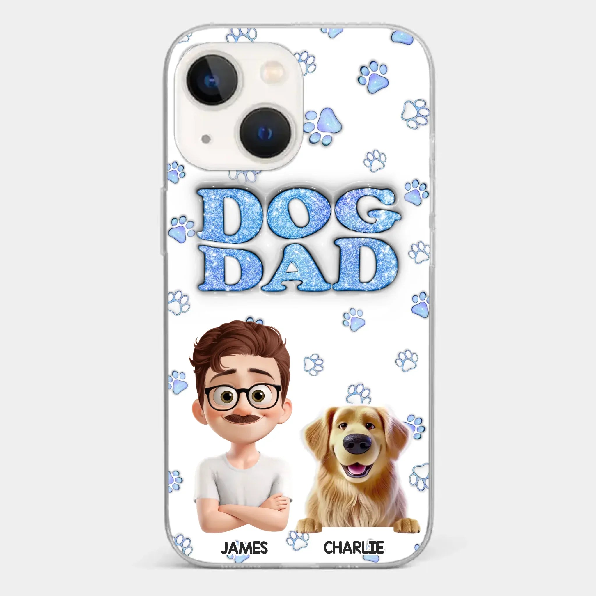 Custom 3D Inflated Effect Printed Clear Phone Case - Personalized Birthday Gifts For Dog Lovers, Dog Dad And Mom - Life Feels Warmer With Pets