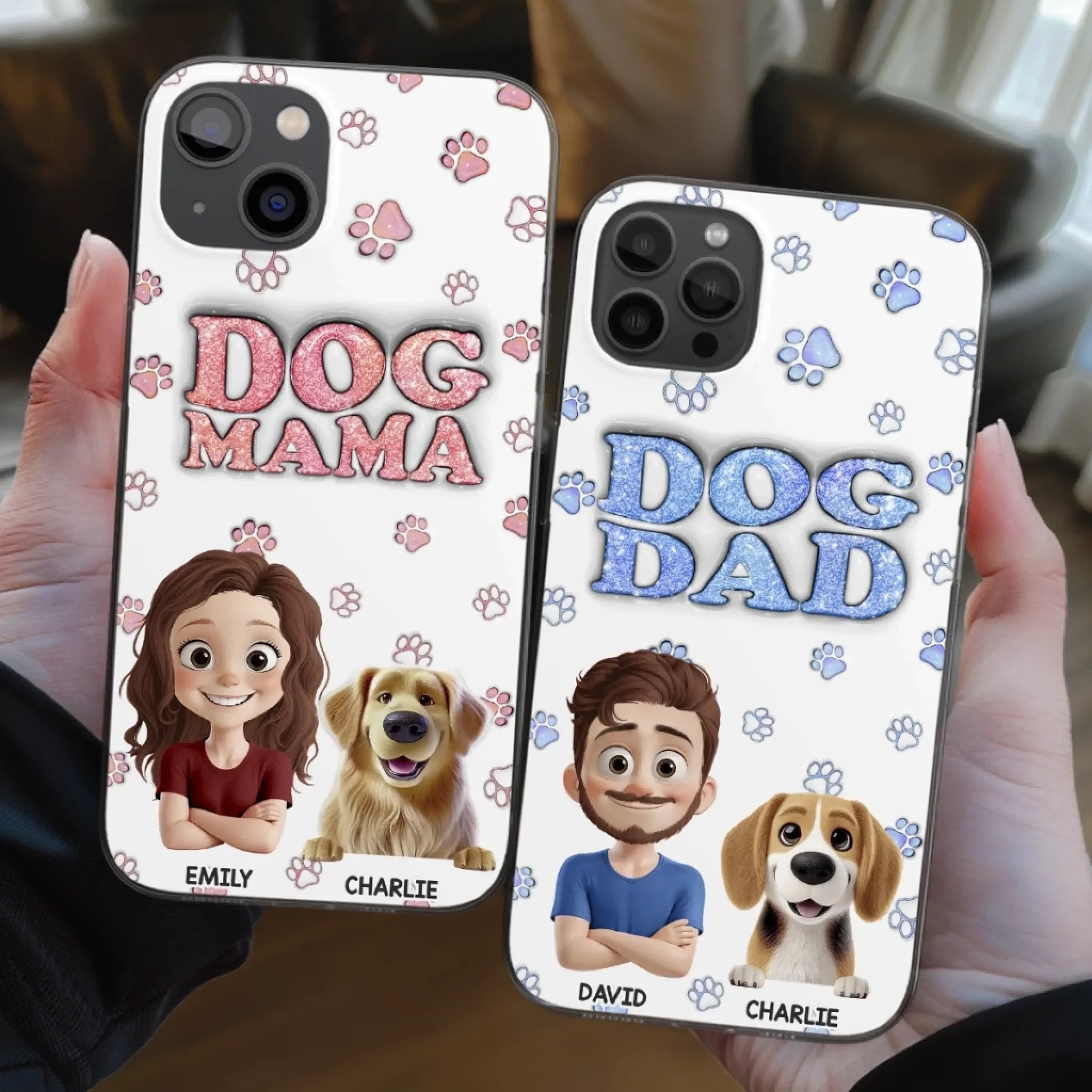Custom 3D Inflated Effect Printed Clear Phone Case - Personalized Birthday Gifts For Dog Lovers, Dog Dad And Mom - Life Feels Warmer With Pets