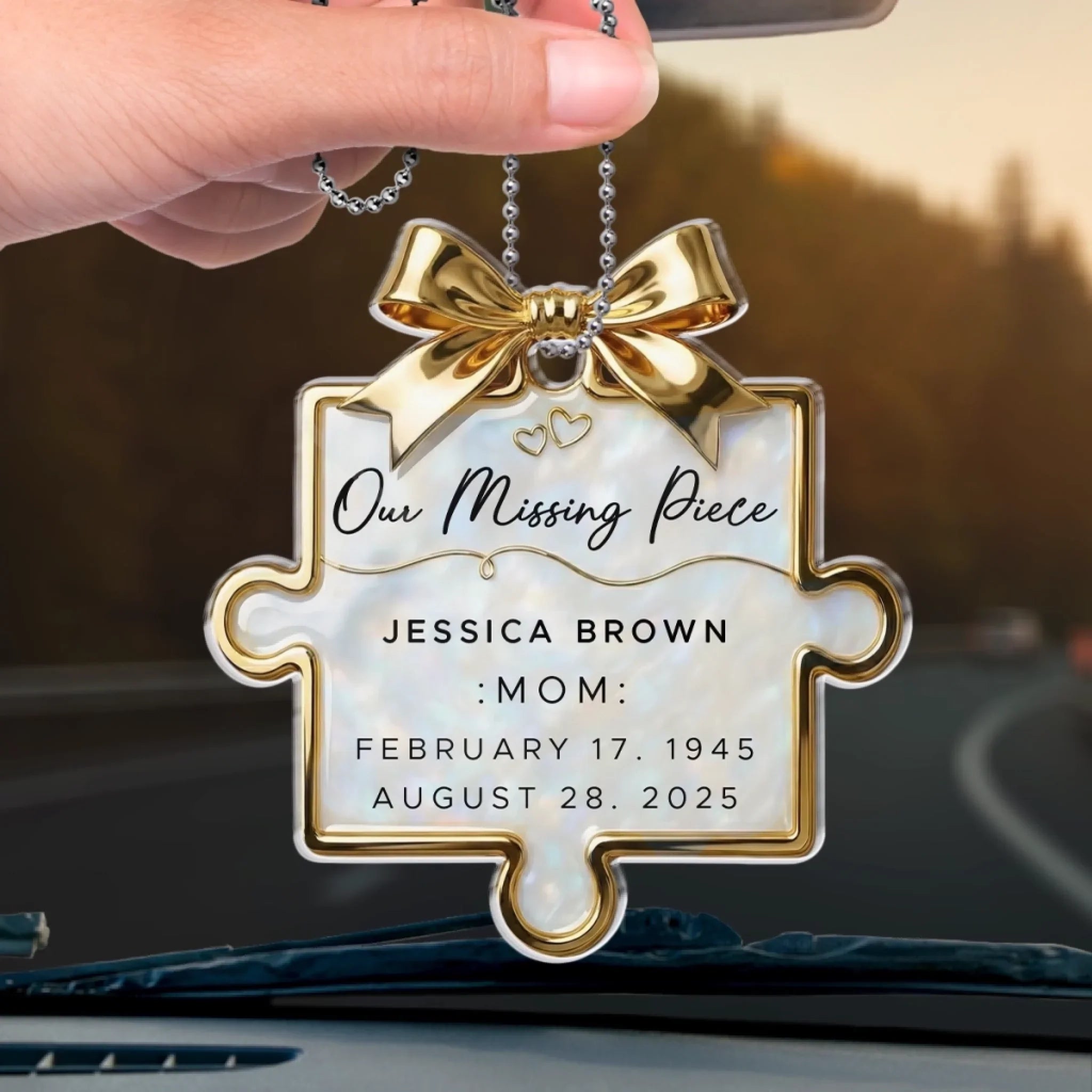 Custom Acrylic Car Ornament - Personalized Memorial Sympathy Gifts For Loss Of Mom, Dad - Forever Along My Journey