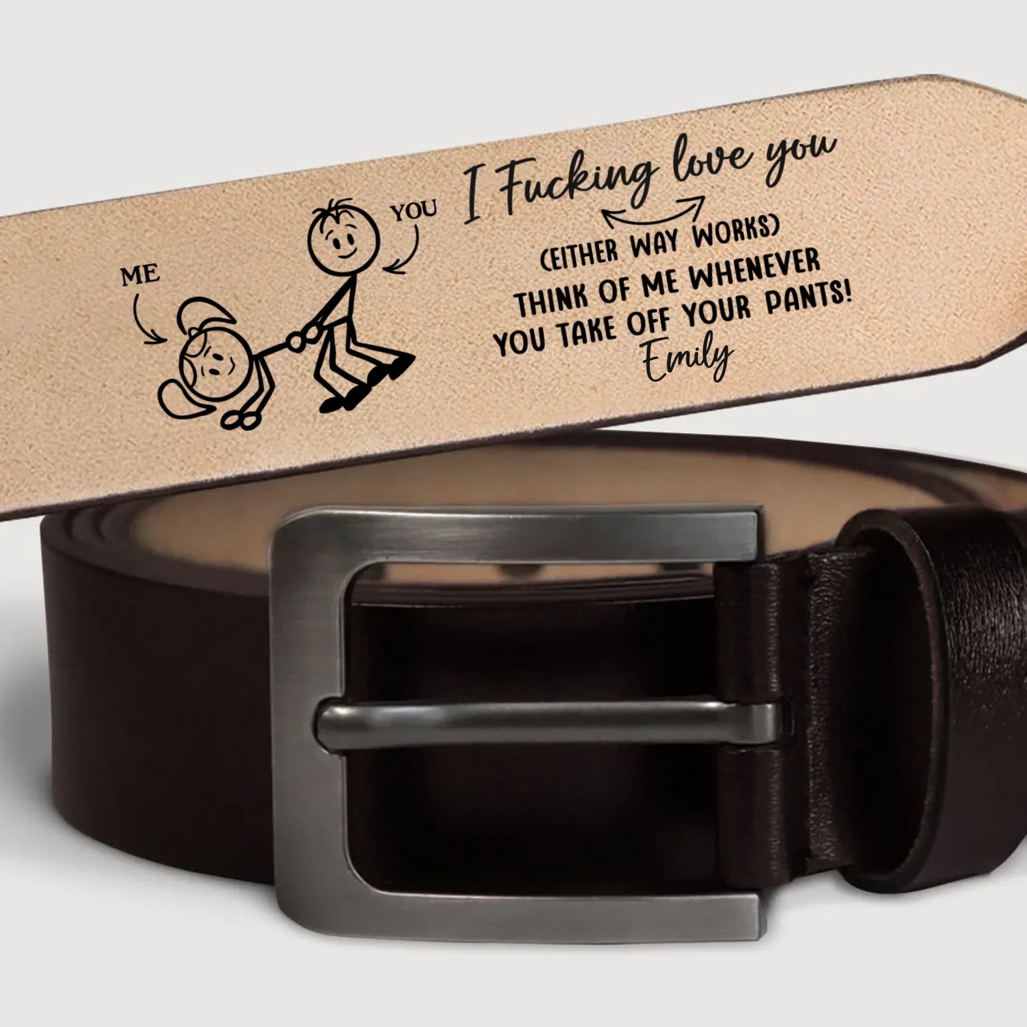 Custom Engraved Leather Belt - Personalized Anniversary Wedding Gifts For Husband And Wife, Him And Her - You Make Life Feel Gentle