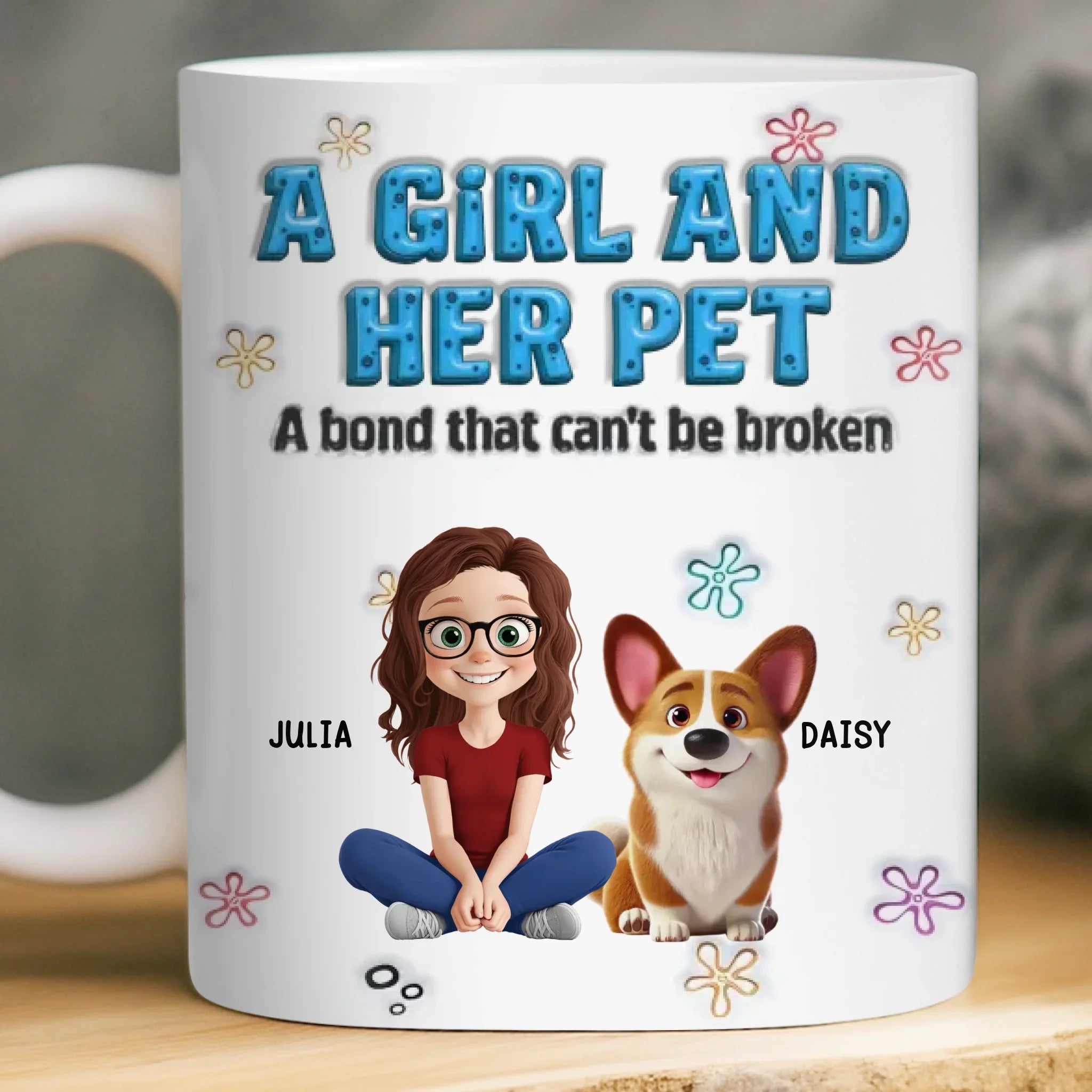 Custom 3D Inflated Effect Printed Mug - Personalized Christmas Birthday Gifts For Dog Cat Lovers, Dog Dad And Mom, Cat Owners - My World, My Pets