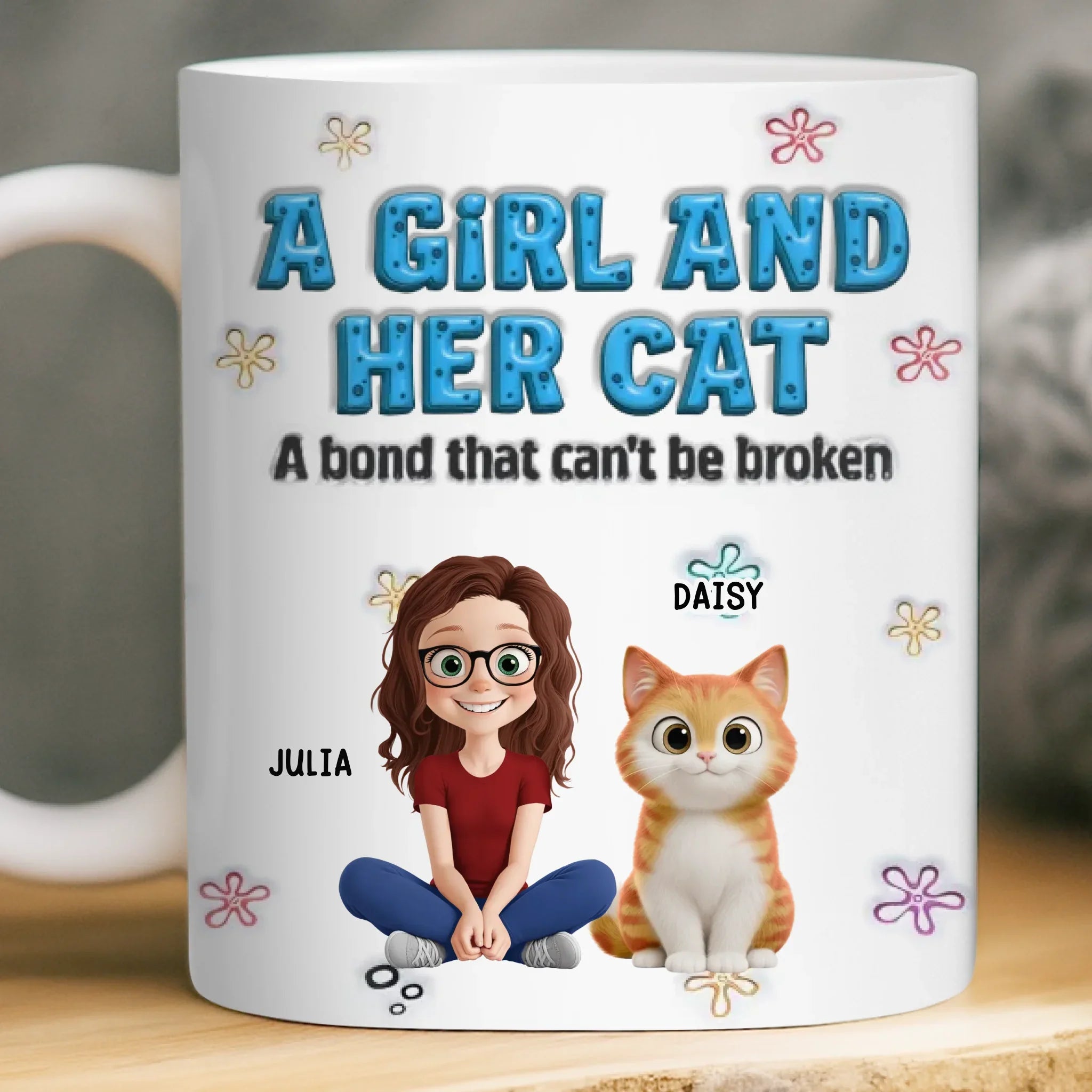 Custom 3D Inflated Effect Printed Mug - Personalized Christmas Birthday Gifts For Cat Lovers, Cat Mom And Dad - Family In Fur