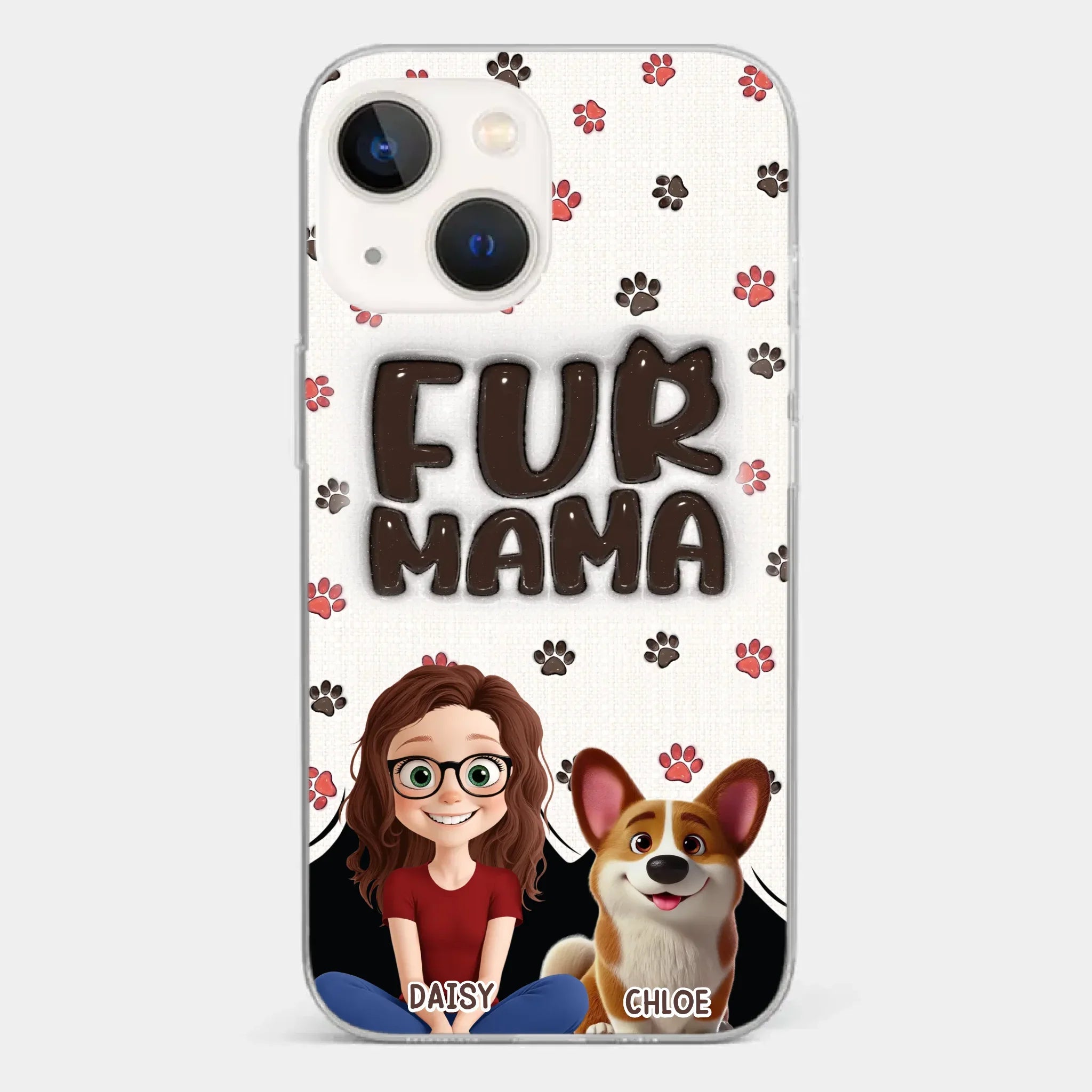 Custom 3D Inflated Effect Printed Clear Phone Case - Personalized Birthday Gifts For Dog Cat Lovers, Dog Dad And Mom, Cat Owners - Love Grows With Fur Around