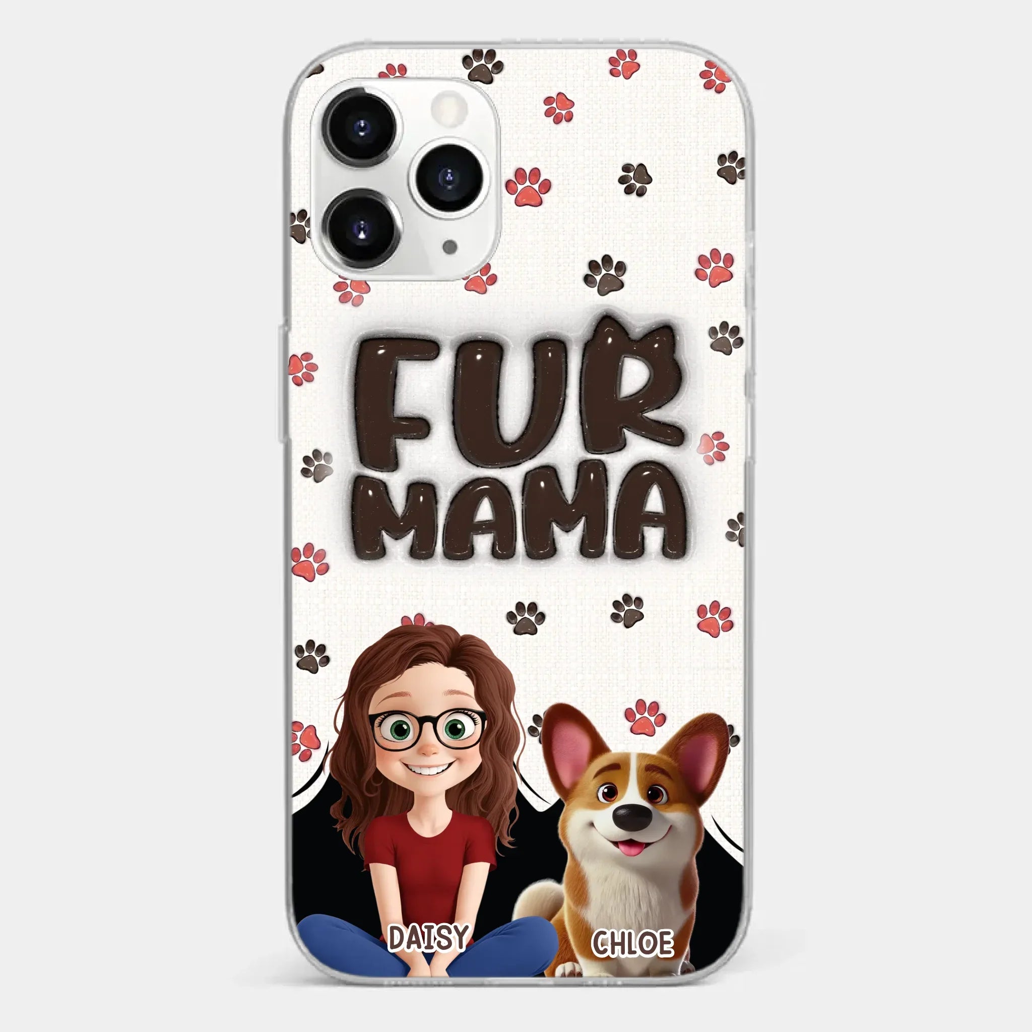 Custom 3D Inflated Effect Printed Clear Phone Case - Personalized Birthday Gifts For Dog Cat Lovers, Dog Dad And Mom, Cat Owners - Love Grows With Fur Around