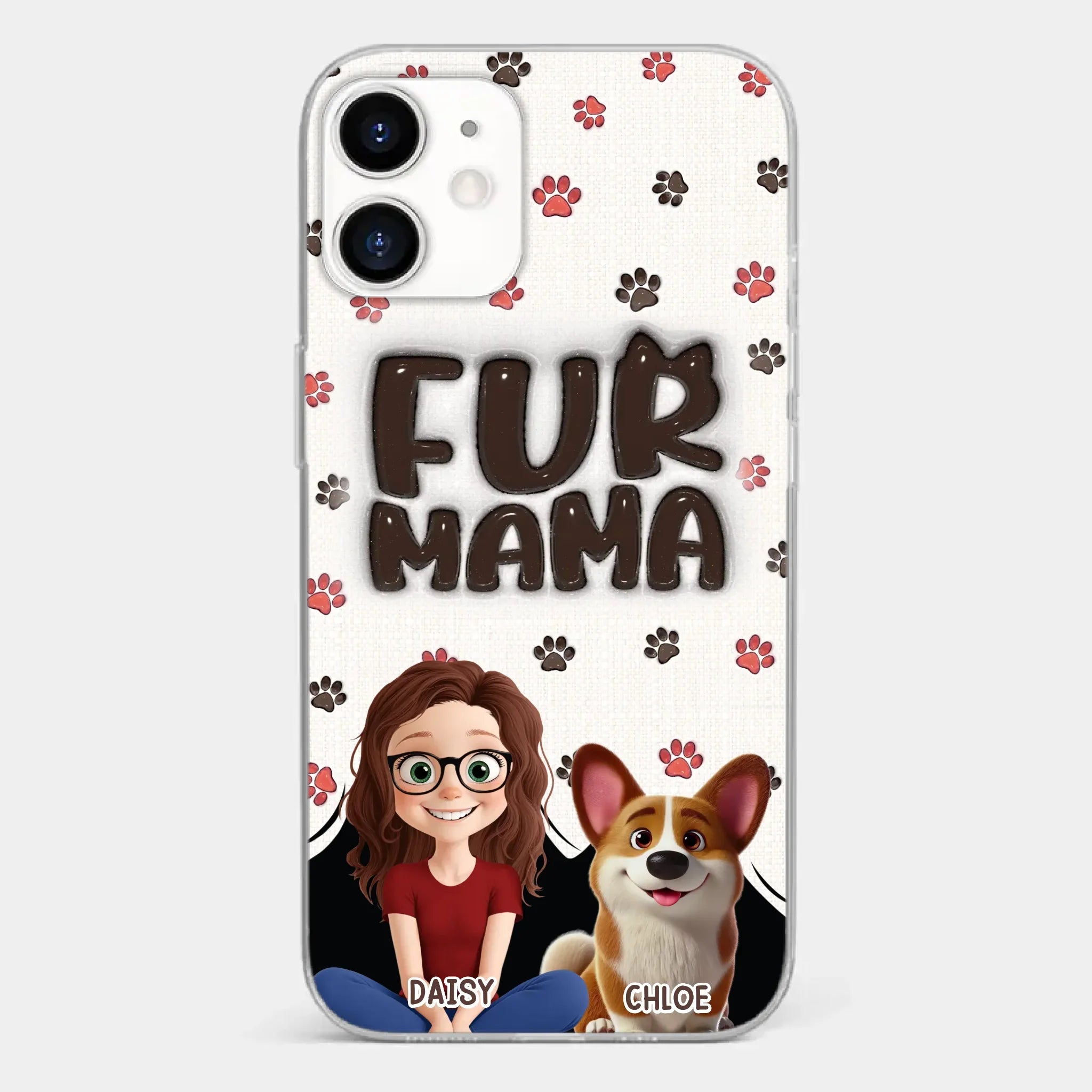 Custom 3D Inflated Effect Printed Clear Phone Case - Personalized Birthday Gifts For Dog Cat Lovers, Dog Dad And Mom, Cat Owners - Love Grows With Fur Around