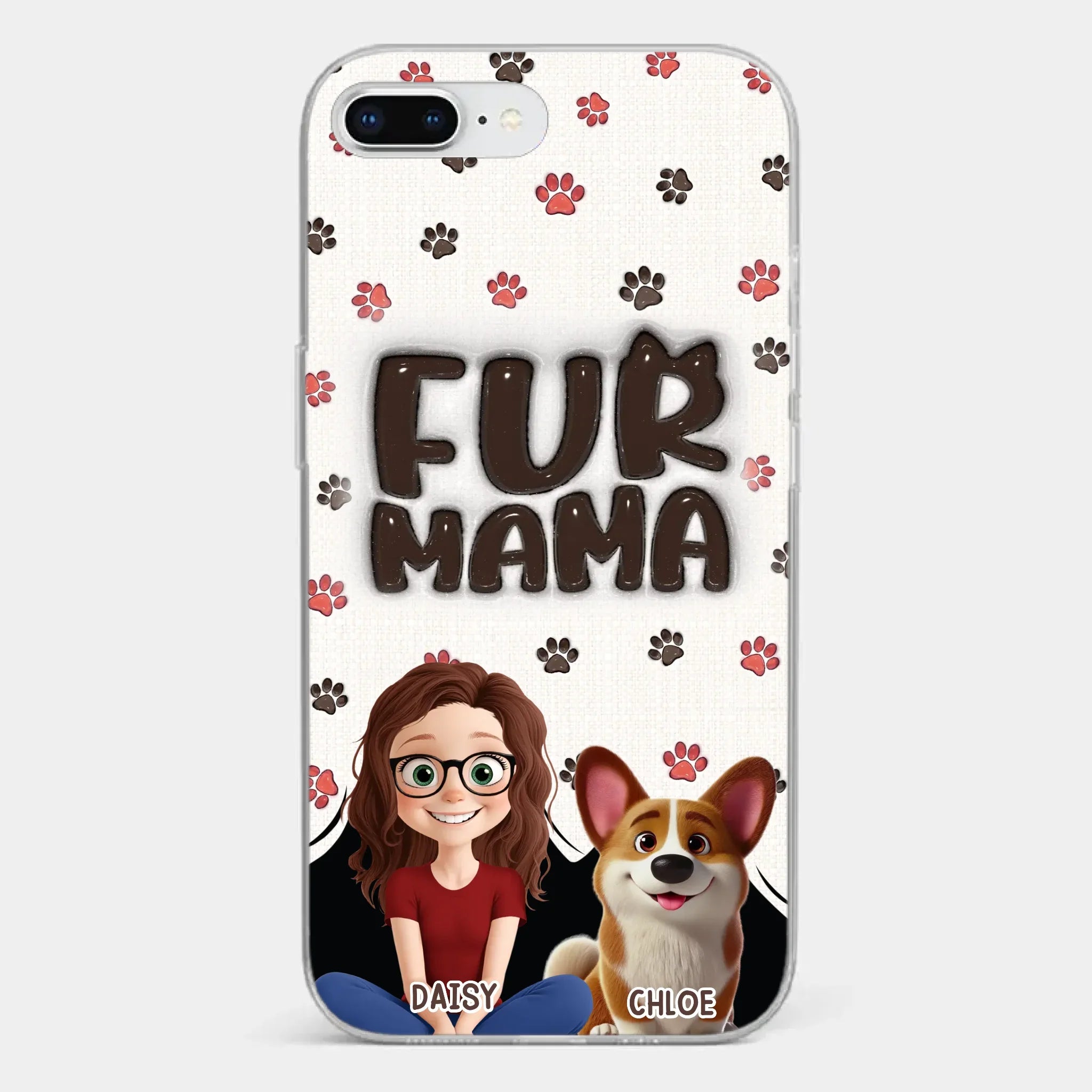 Custom 3D Inflated Effect Printed Clear Phone Case - Personalized Birthday Gifts For Dog Cat Lovers, Dog Dad And Mom, Cat Owners - Love Grows With Fur Around