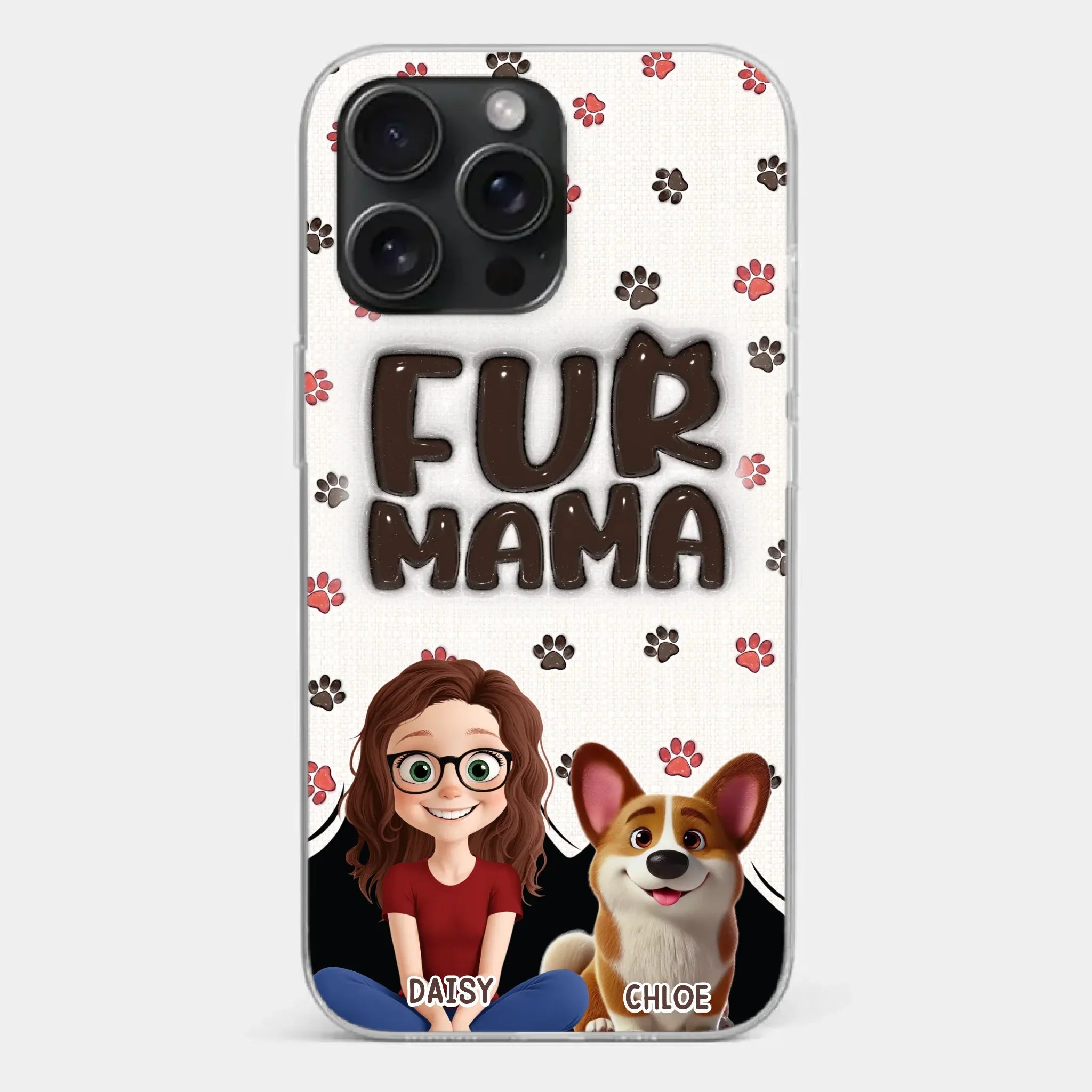 Custom 3D Inflated Effect Printed Clear Phone Case - Personalized Birthday Gifts For Dog Cat Lovers, Dog Dad And Mom, Cat Owners - Love Grows With Fur Around