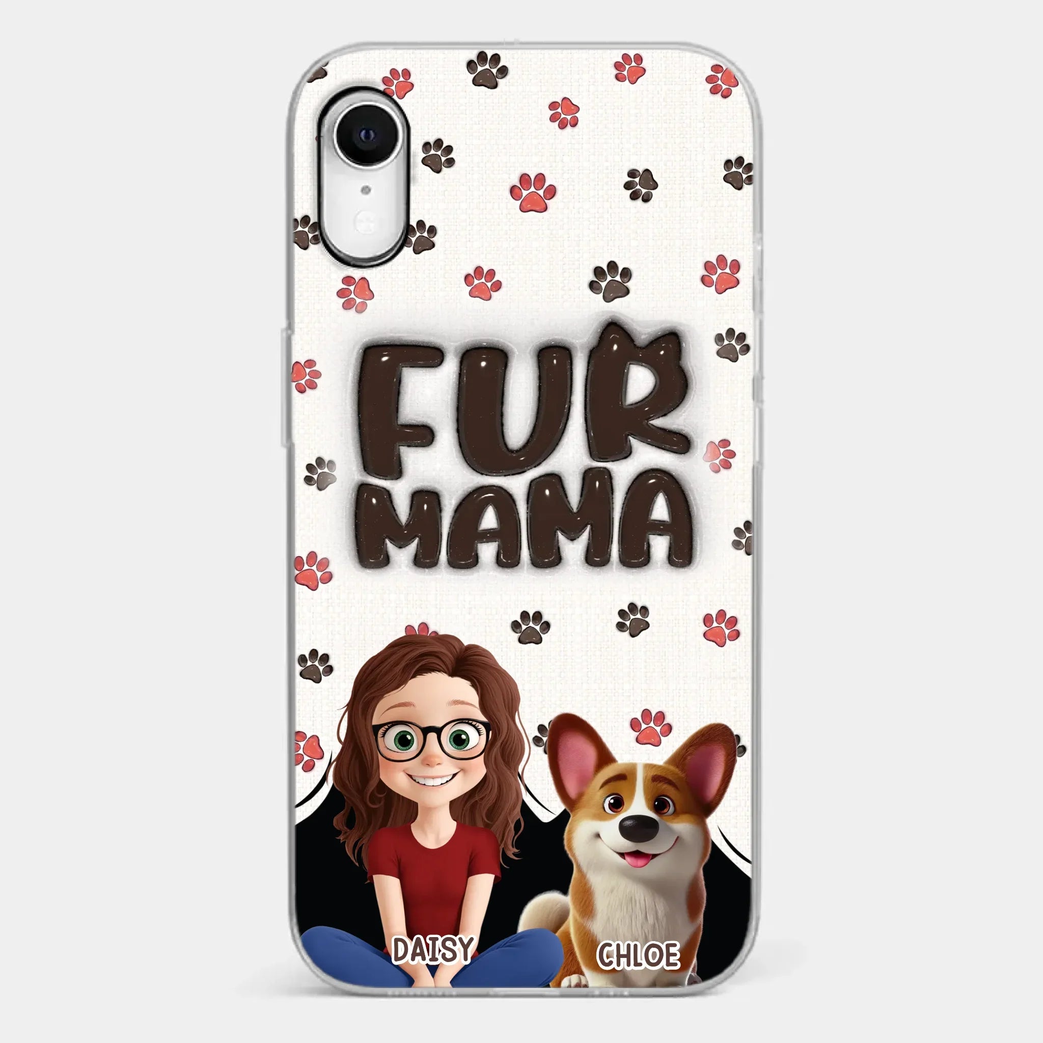 Custom 3D Inflated Effect Printed Clear Phone Case - Personalized Birthday Gifts For Dog Cat Lovers, Dog Dad And Mom, Cat Owners - Love Grows With Fur Around